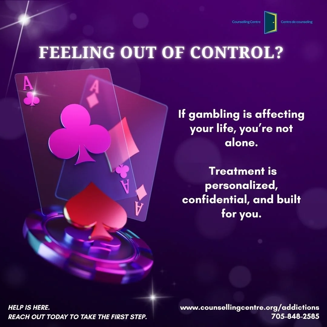 Gambling can start as entertainment but become overwhelming when it begins to impact your finances, relationships, or mental health.
If it feels difficult to stop or cut back, support is available and change is possible.

Gambling addiction is often 