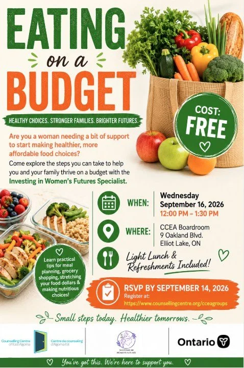 September Groups &amp; Workshops: 
- The Investing in Women's Futures program is offering 5 workshops in September. 
- Ben from CCEA and Jeremy from CMHASSM are back to run another Men's Group. 

Learn more/register online at: https://www.counselling