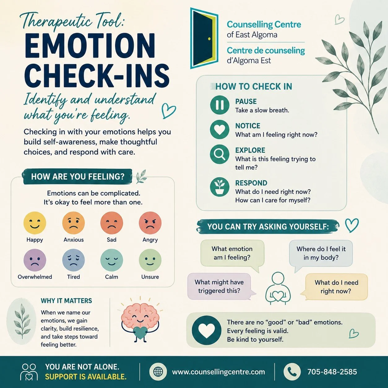 Therapy often includes practical tools you can use between sessions and in everyday life to help you understand yourself, manage difficult moments, and practice new skills.