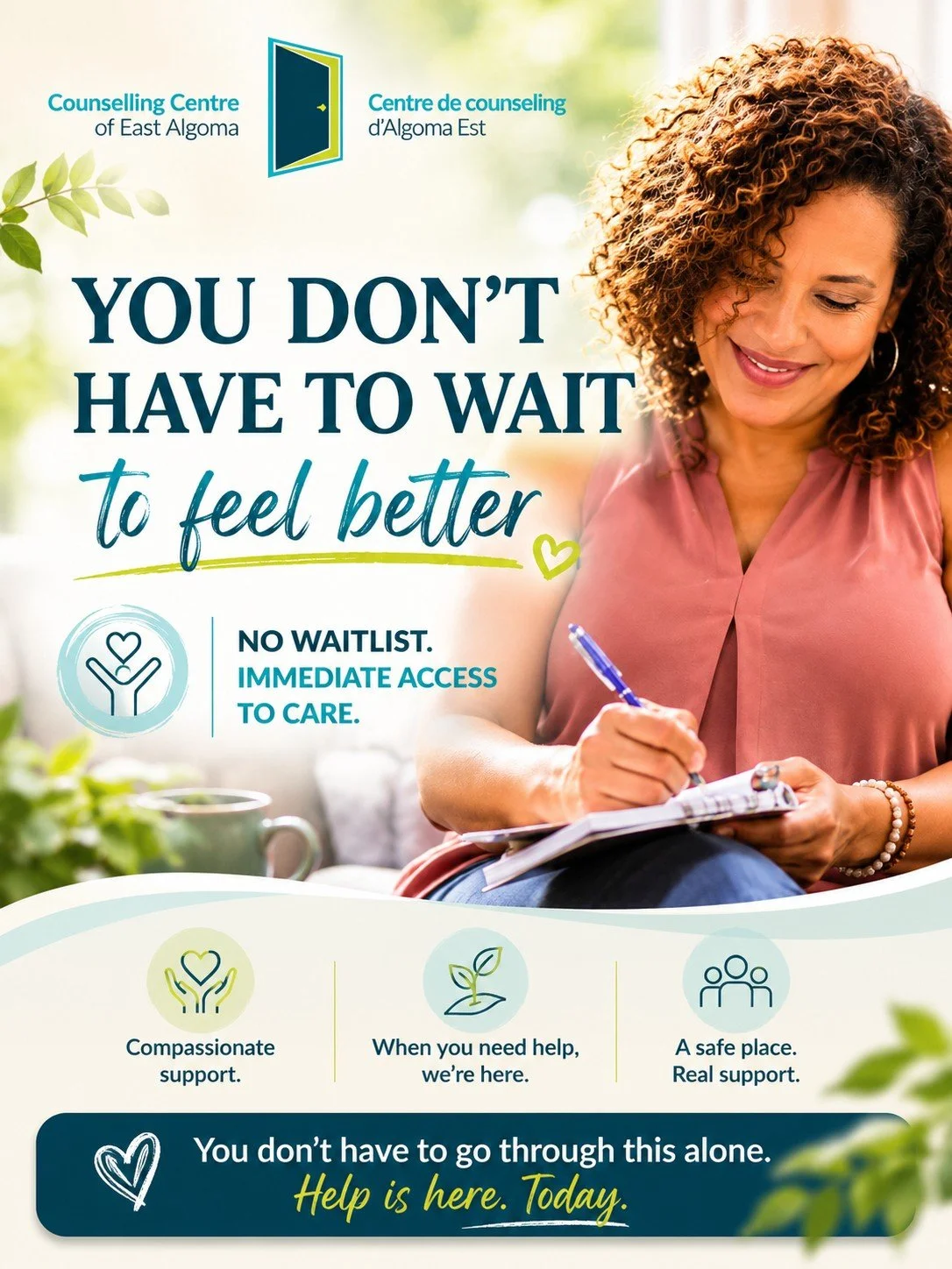 Complete your assessment online at www.counsellingcentre.org or call 705-848-2585