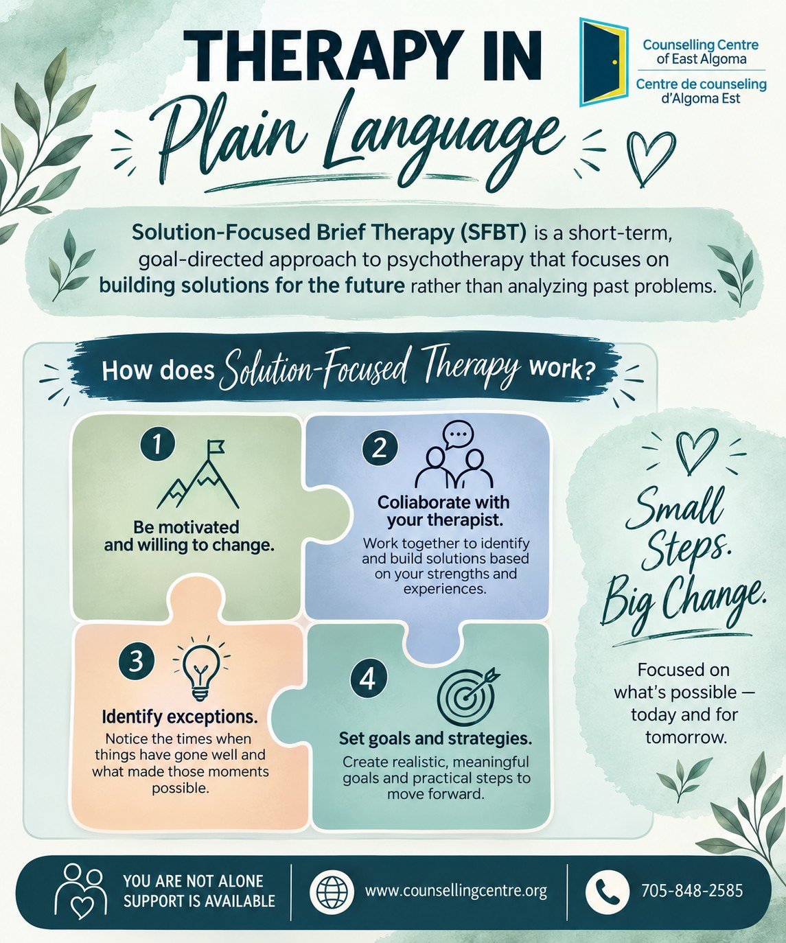 What works for one person may not be the right fit for another, and that&rsquo;s okay!

There are many different approaches to therapy, including Cognitive Behavioural Therapy (CBT), Dialectical Behaviour Therapy (DBT), Solution-Focused Brief Therapy