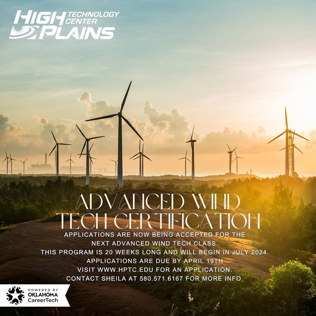 Applications for the next Advanced Wind Tech program are due April 19th! This class will begin in July of 2024. 

You can get the application at the following link: https://www.hptc.edu/advanced-wind-tech-certification