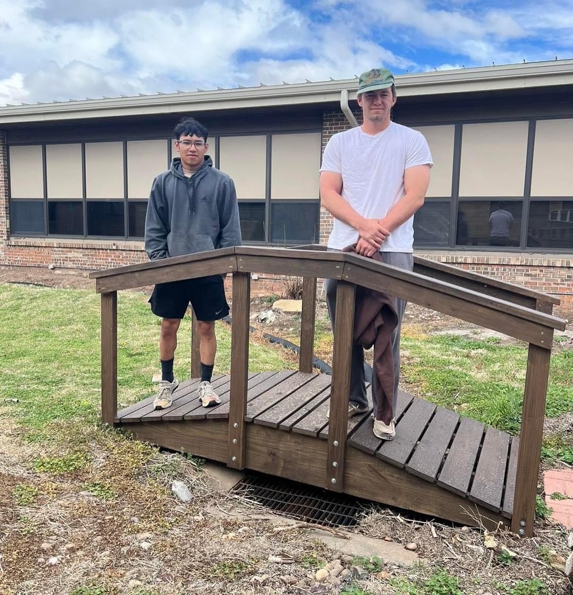 Another great community project coming from the HPTC Construction Program! Gilbert and Cade constructed this bridge in class for their school in Vici! Great work guys!