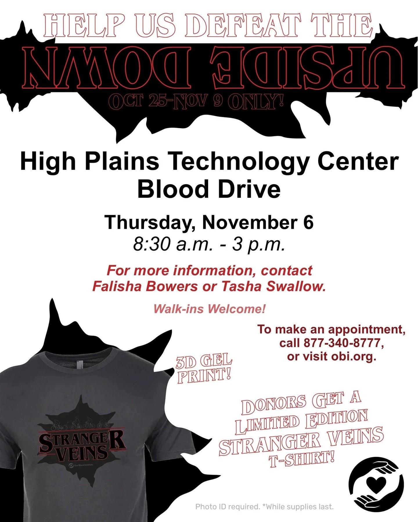 🩸 Give the Gift of Life!
The HPTC Health Careers program will host a Blood Drive on November 6th from 8:30 a.m. to 3:00 p.m. at High Plains Technology Center.

💉 You can make a difference&mdash;every donation saves lives!