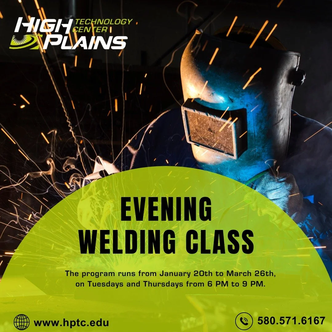 Welding Evening Class 🔥
Ready to spark a new skill or prepare for your pipe test? Join our Evening Welding Class beginning January 20 and running through March 26 on Tuesday and Thursday evenings from 6&ndash;9 PM!

This hands-on class is perfect fo