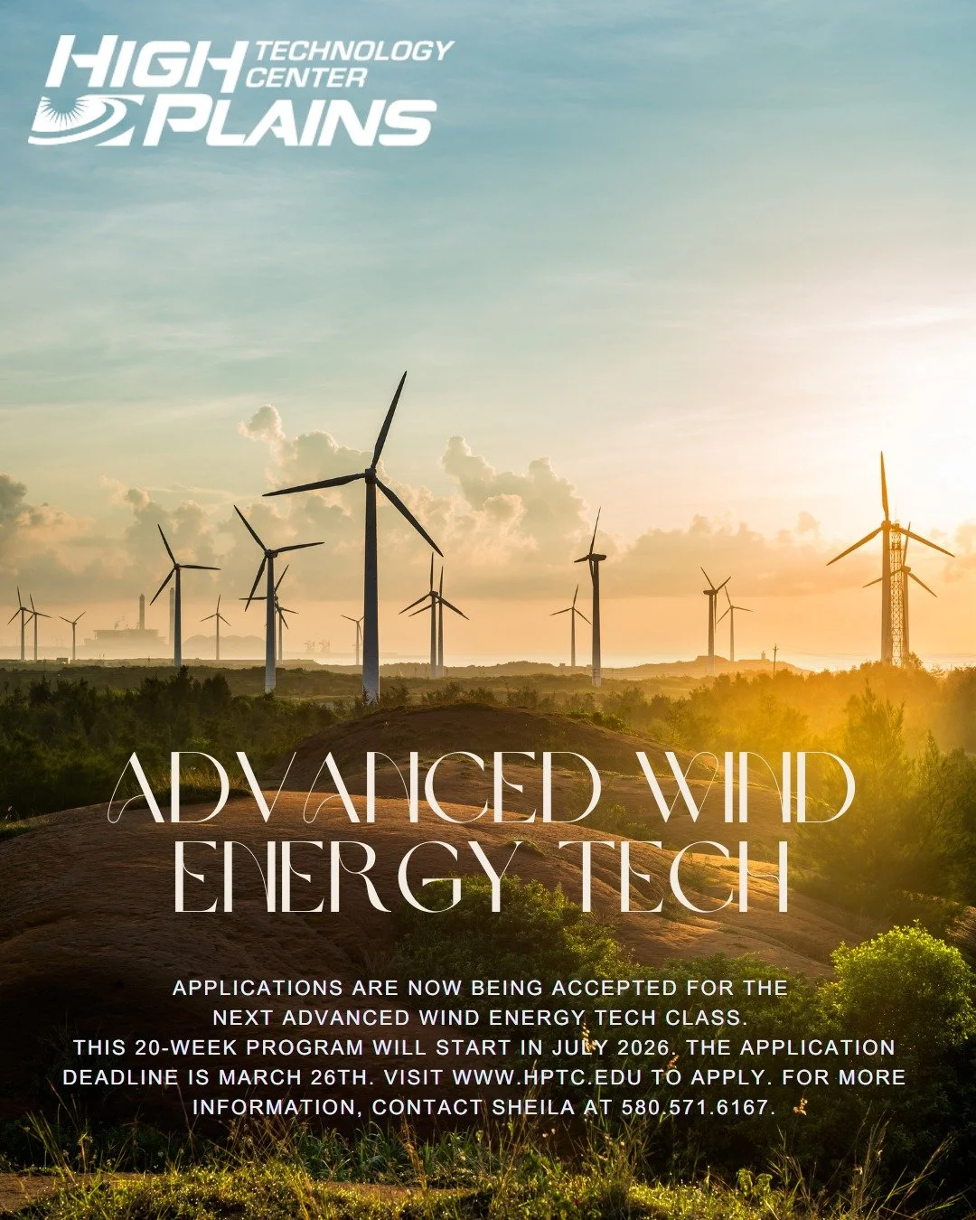 🌬️ Power Your Future in Wind Energy

Applications are now open for HPTC&rsquo;s Wind Energy Tech program beginning July 2026, with a March 26 deadline quickly approaching. ⏳

With strong employer demand, outstanding job placement, and hands-on train