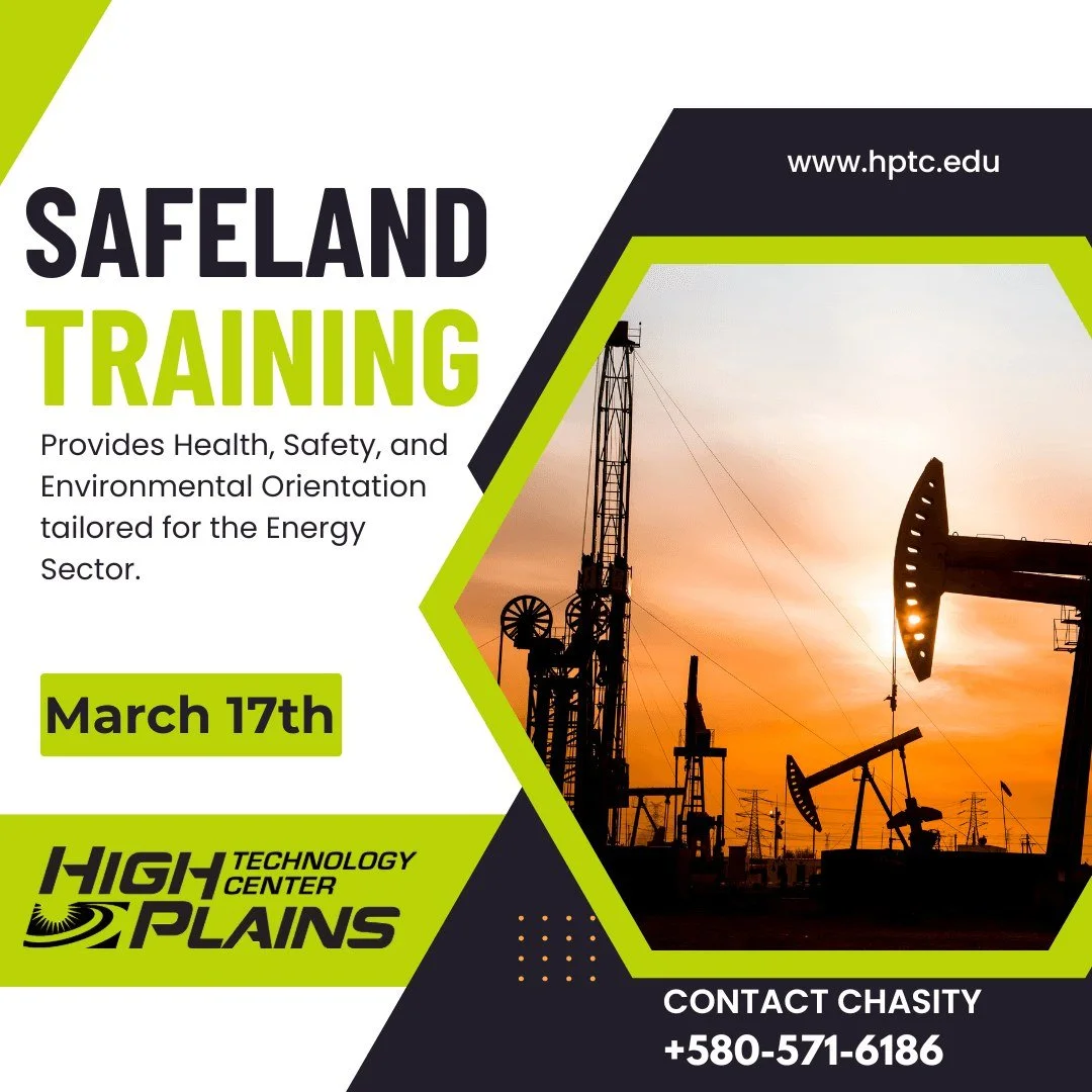 ⚠️ Safeland Training Opportunity at HPTC ⚠️

Stay safe and job-site ready by enrolling in the Safeland class at High Plains Technology Center on March 17. This training is designed for individuals working in the oil and gas industry who need essentia