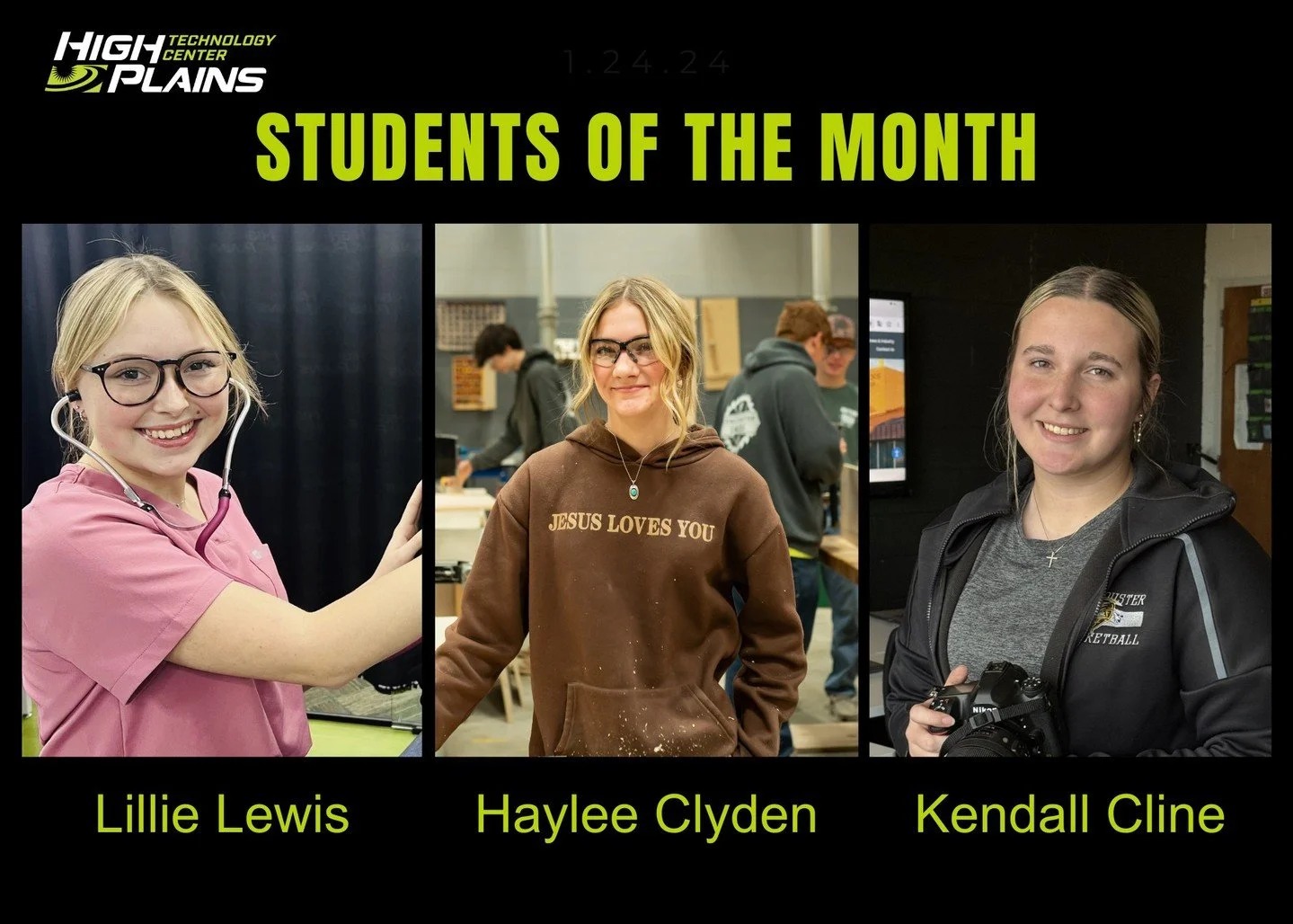 Congratulations to our March Students of the Month: Kendall Cline, Lillie Lewis, and Haylee Clyden! 👏
Kendall Cline is a Beaver County Multimedia major from Beaver High School.
Her instructor, Kristen Martinez, shares that Kendall continues to stand