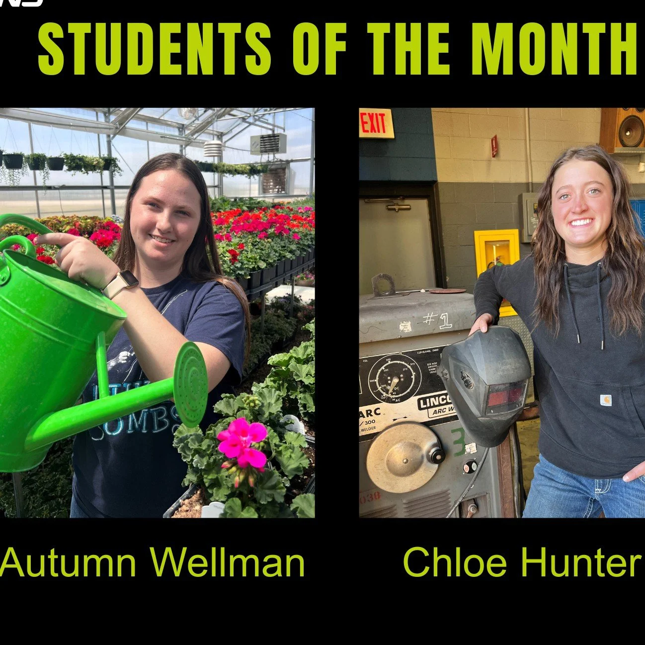 Congrats to our April Students of the Month: Autumn Wellman and Chloe Hunter! 👏🌟

Autumn Wellman is an adult student majoring in Service Careers&ndash;Food Service Assistant. Her future goal is to become a floral designer. She loves seeing everyone