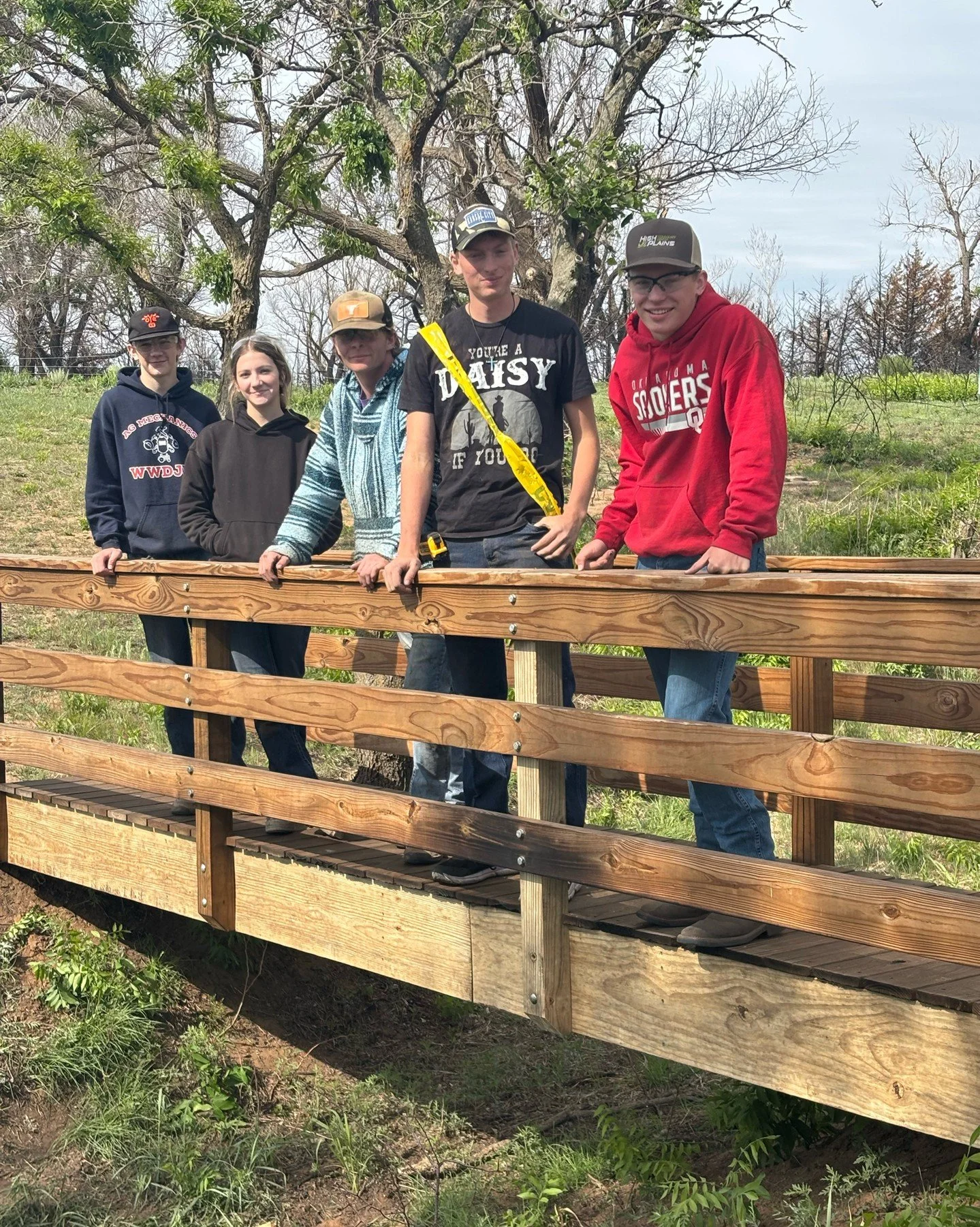 Today, our Construction program repaired a bridge on the disc golf course&mdash;originally built by the class a few years ago&mdash;after it sustained damage from recent fires.