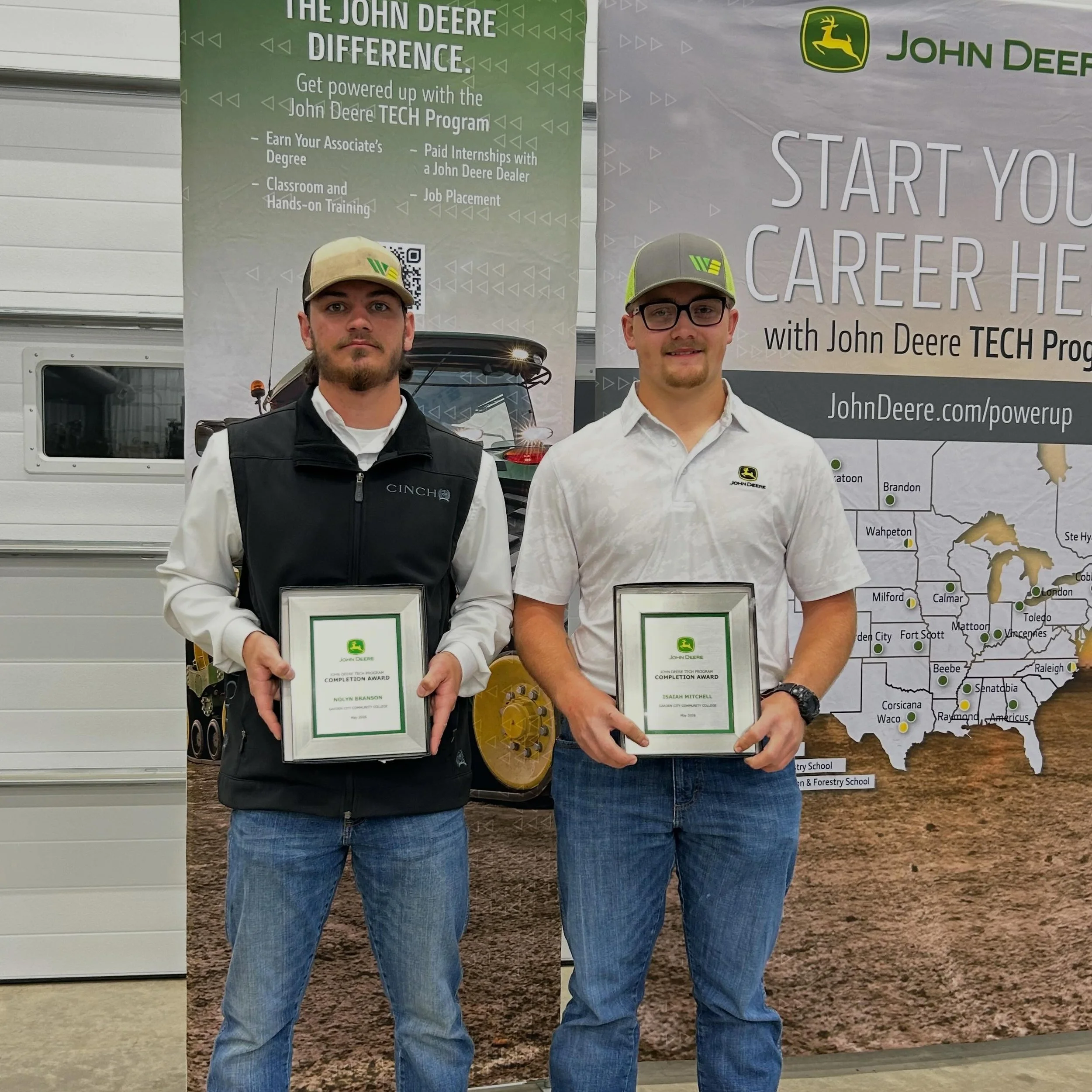 We are so proud of HPTC Diesel alum Nolyn Branson and HPTC Auto alum Isiah Mitchell for recently graduating from Garden City Community College with an Associate of Applied Science Degree in Agriculture Equipment Technology through the John Deere prog