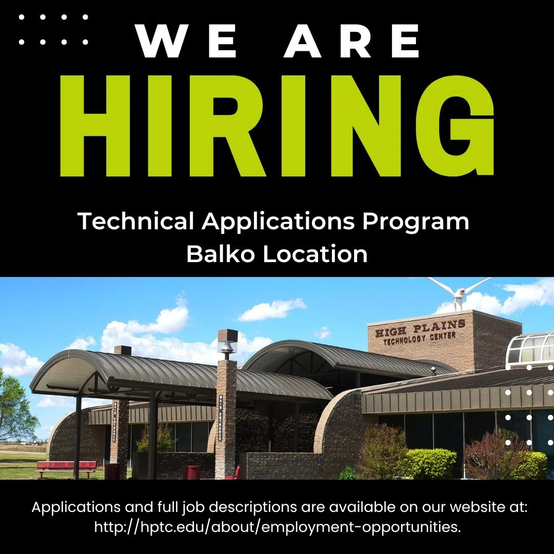 HPTC is now hiring for a Technical Applications Program (TAP) Instructor &ndash; Balko Location. Learn more and apply online at:https://www.hptc.edu/employment-opportunities