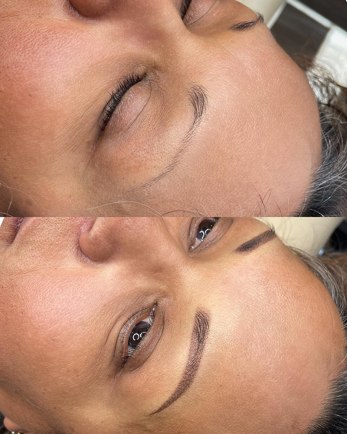 If my client wants super subtle brows, then dammit&hellip;that&rsquo;s what she&rsquo;s going to get! Only 2 passes of machine work here. I mixed Browdaddy Shokolade and truffle dream with a couple drops of brouge. I also diluted a bit just to ensure