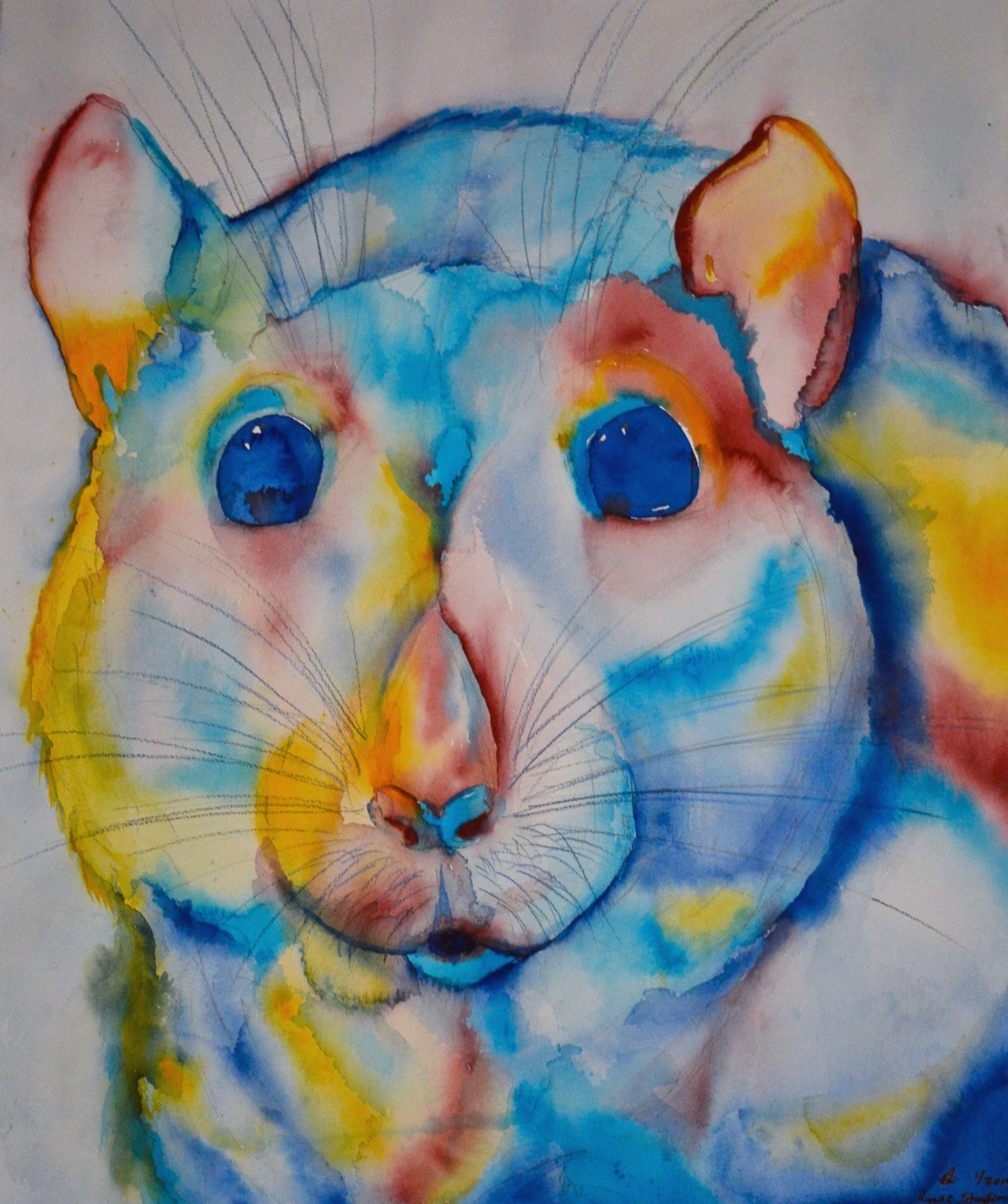 Sid Whiskers, watercolor and gouache on hot press paper, 24" x 36", Ugly Baby series
