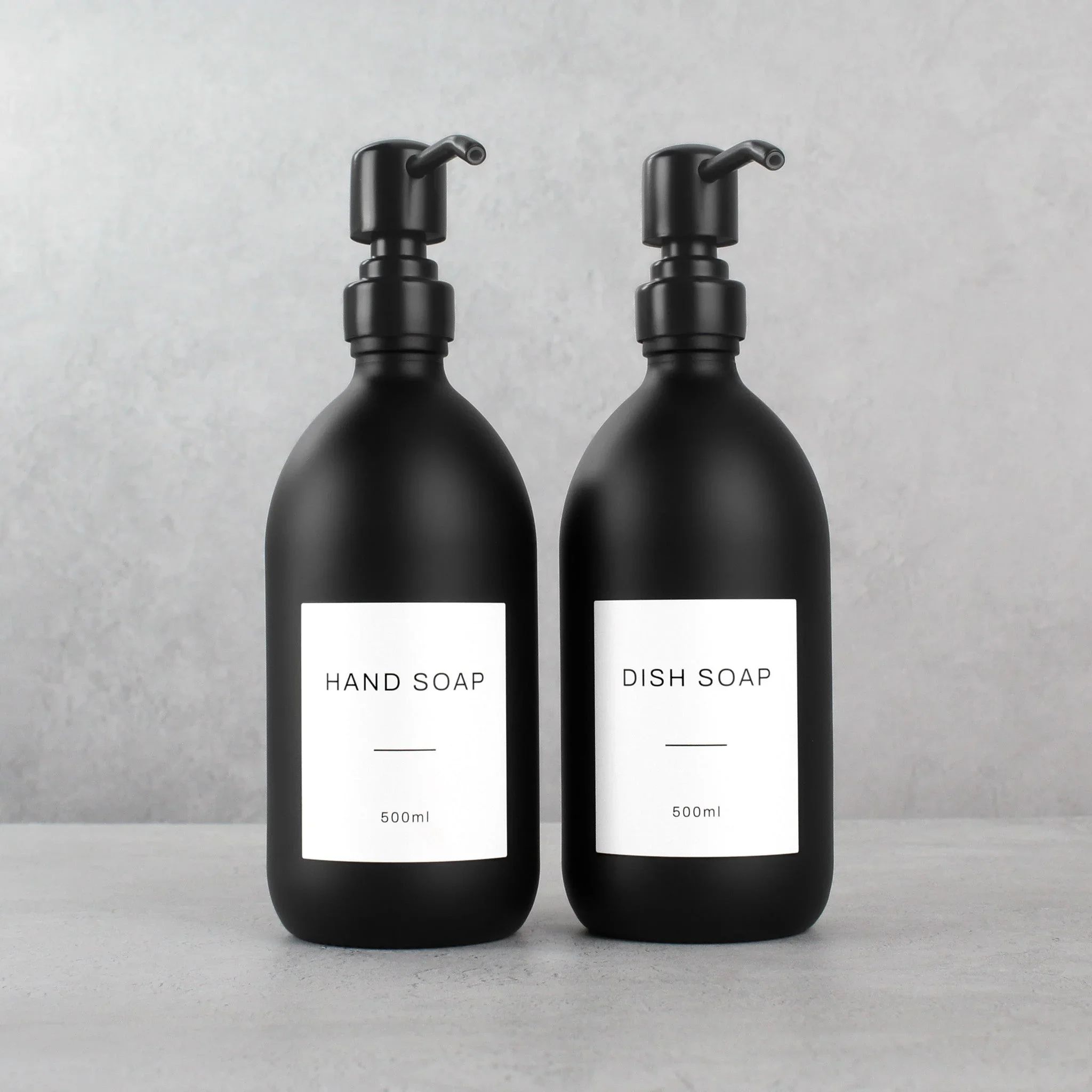 Hand Soap & Dish Soap Matte Black Glass Set