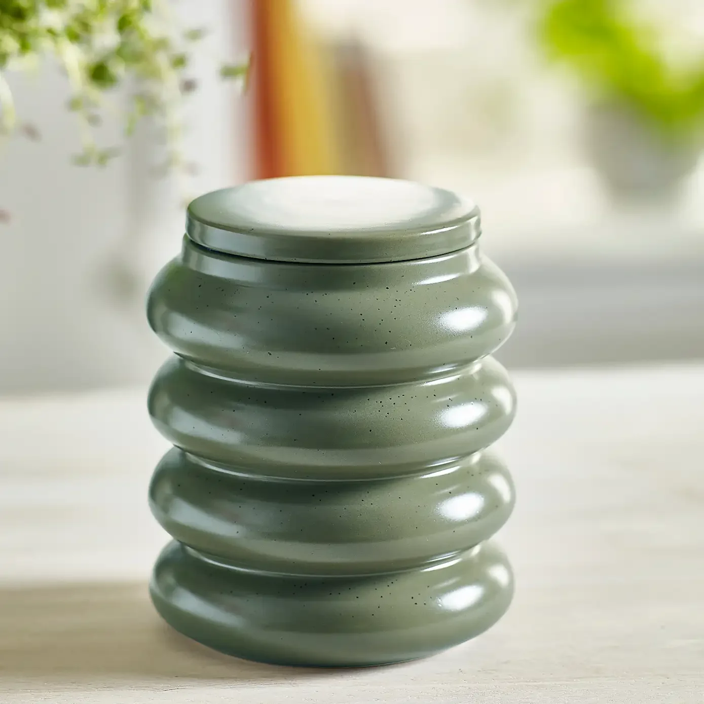 Ribbed Glazed Kitchen Canister