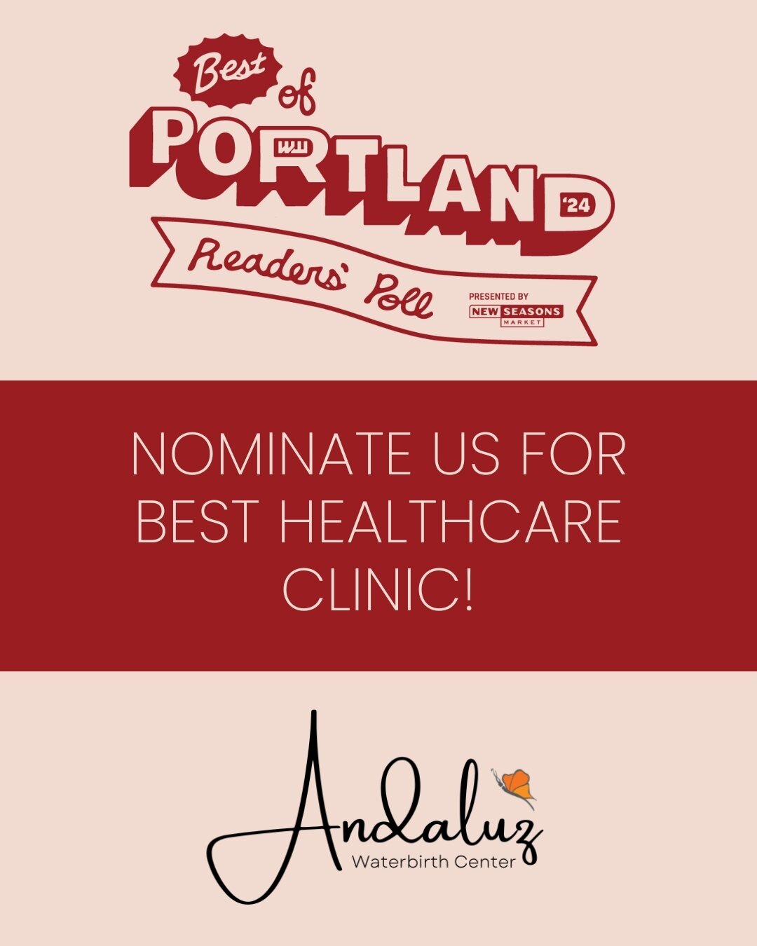 Nominations are open for Willamette Week's Best of Portland reader's poll, and we would love your help!​​​​​​​​
​​​​​​​​
​​​​​​​​
In order to be part of poll, we first have to be nominated in the Best Healthcare Clinic category. ​​​​​​​​
​​​​​​​​
Nom