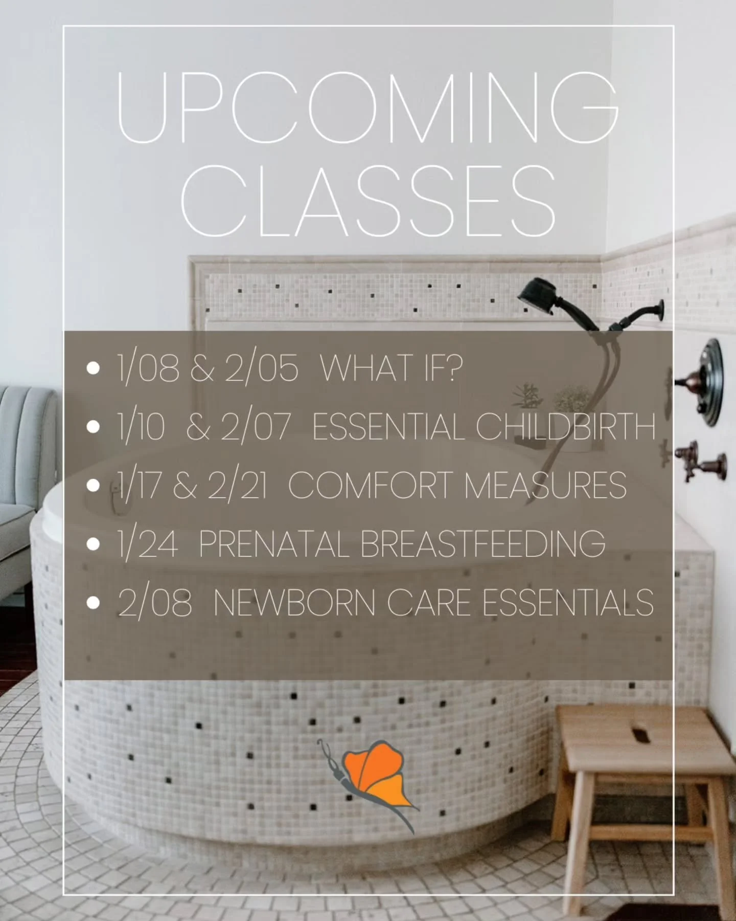 Upcoming classes for January and February ✨

Classes are open to any expectant parents in the Portland area- not just Andaluz clients 

✔️ Book a class on our website waterbirth.net/classes or via the link in our bio

#childbirtheducation #pdxparents