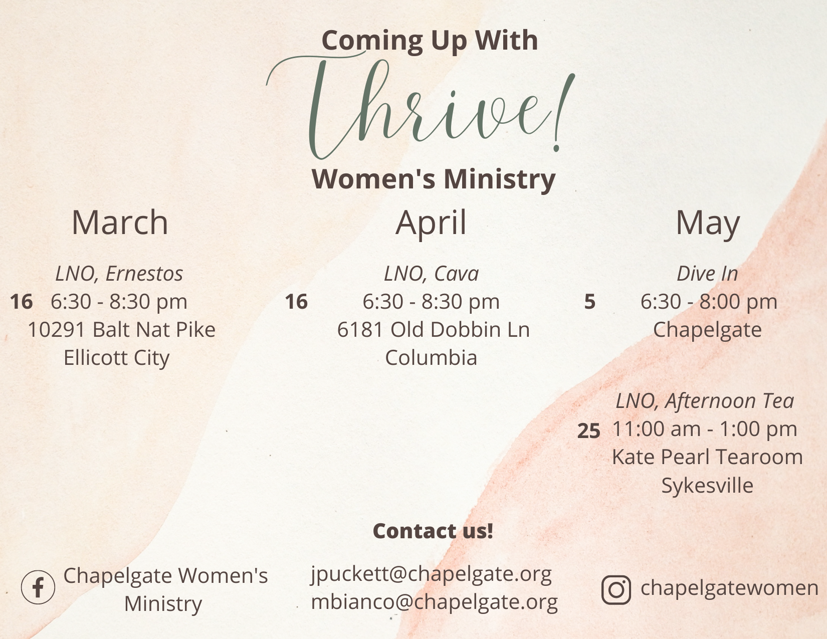 Upcoming Events — Chapelgate Presbyterian Church