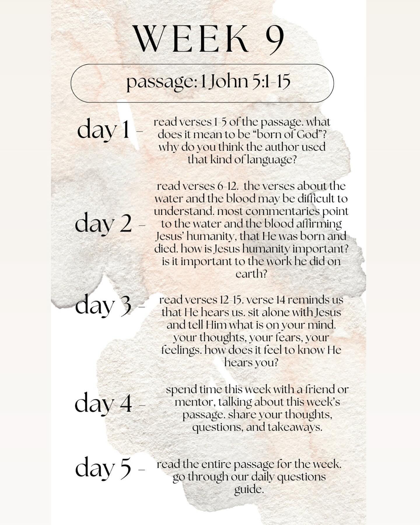 hi everyone!! we are almost done our summer study through the book of 1 John! we are entering our last chapter! please message us with questions :)