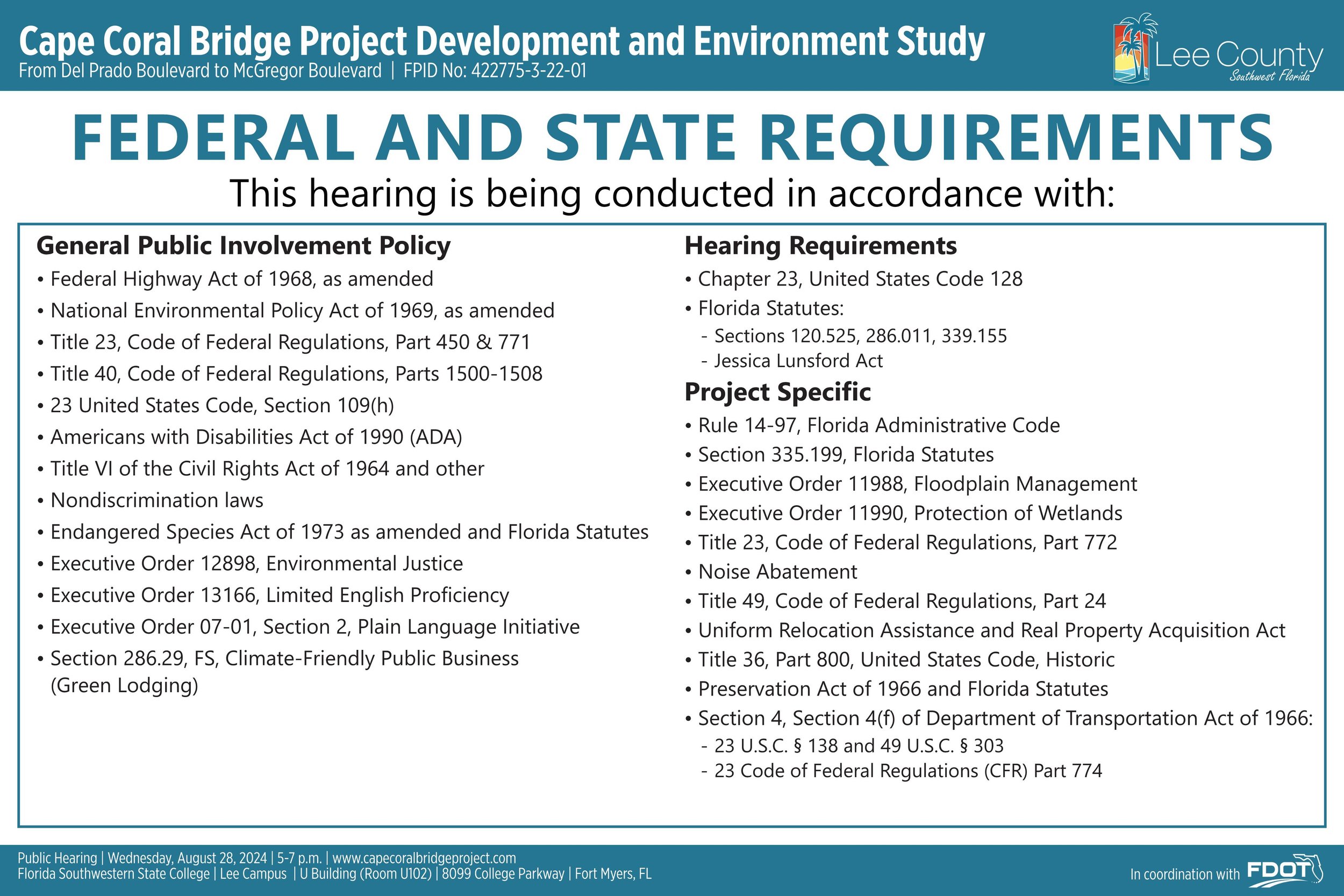 Public Hearing Documents — Cape Coral Bridge Project