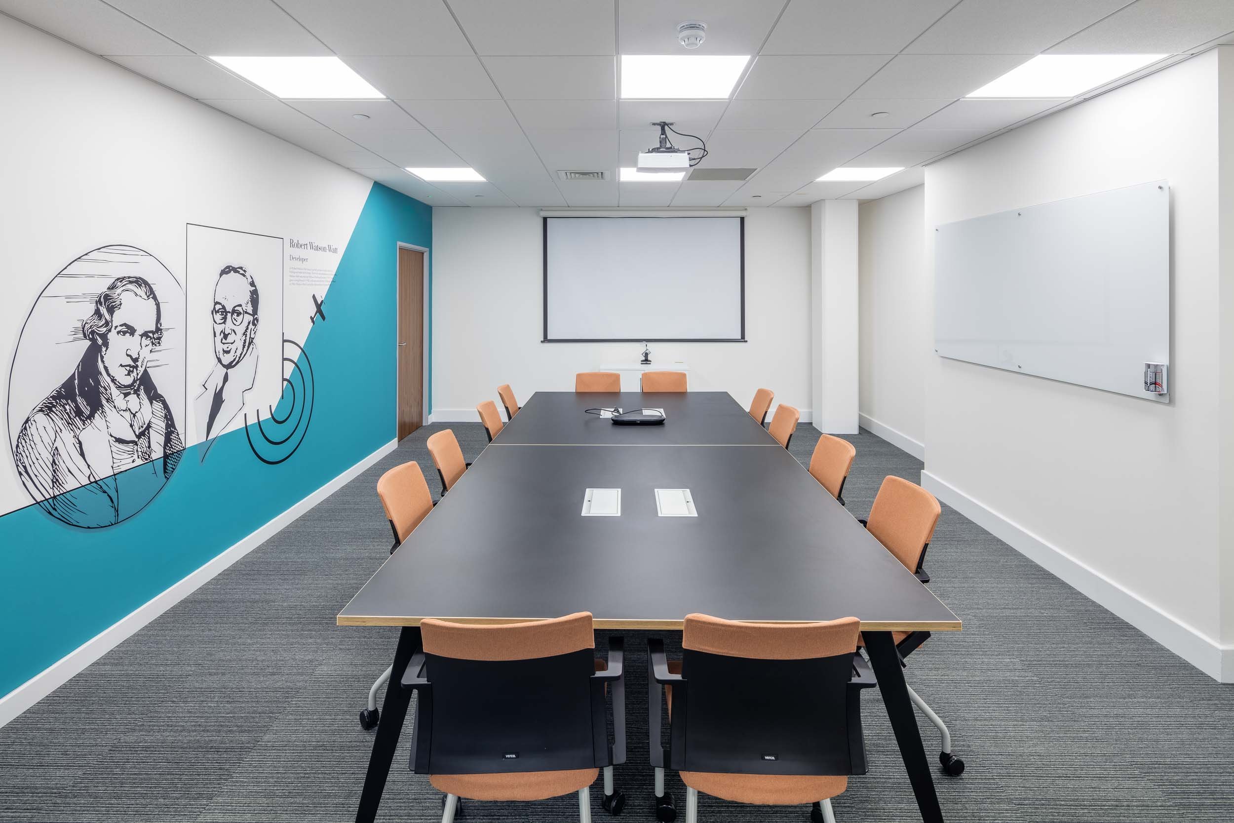 meeting room with graphics manifestation