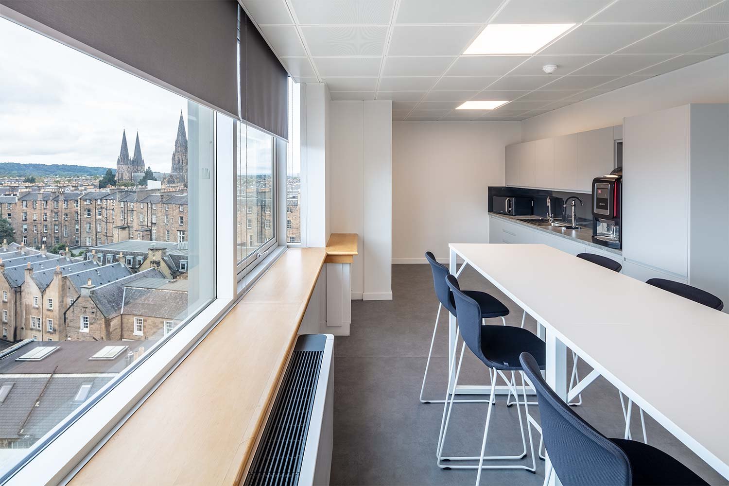 Office canteen with great views over Edinburgh