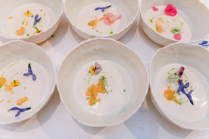 When curating menus, we focus on what&rsquo;s fresh, at its peak, and at its best. 

Sunchoke Bisque - escabeche, guajillo oil, edible blossoms

📸 @christinalilly

#farmtotablenj #jerseyfresh #njcaterer #hautefeast #chefpablotoxqui
