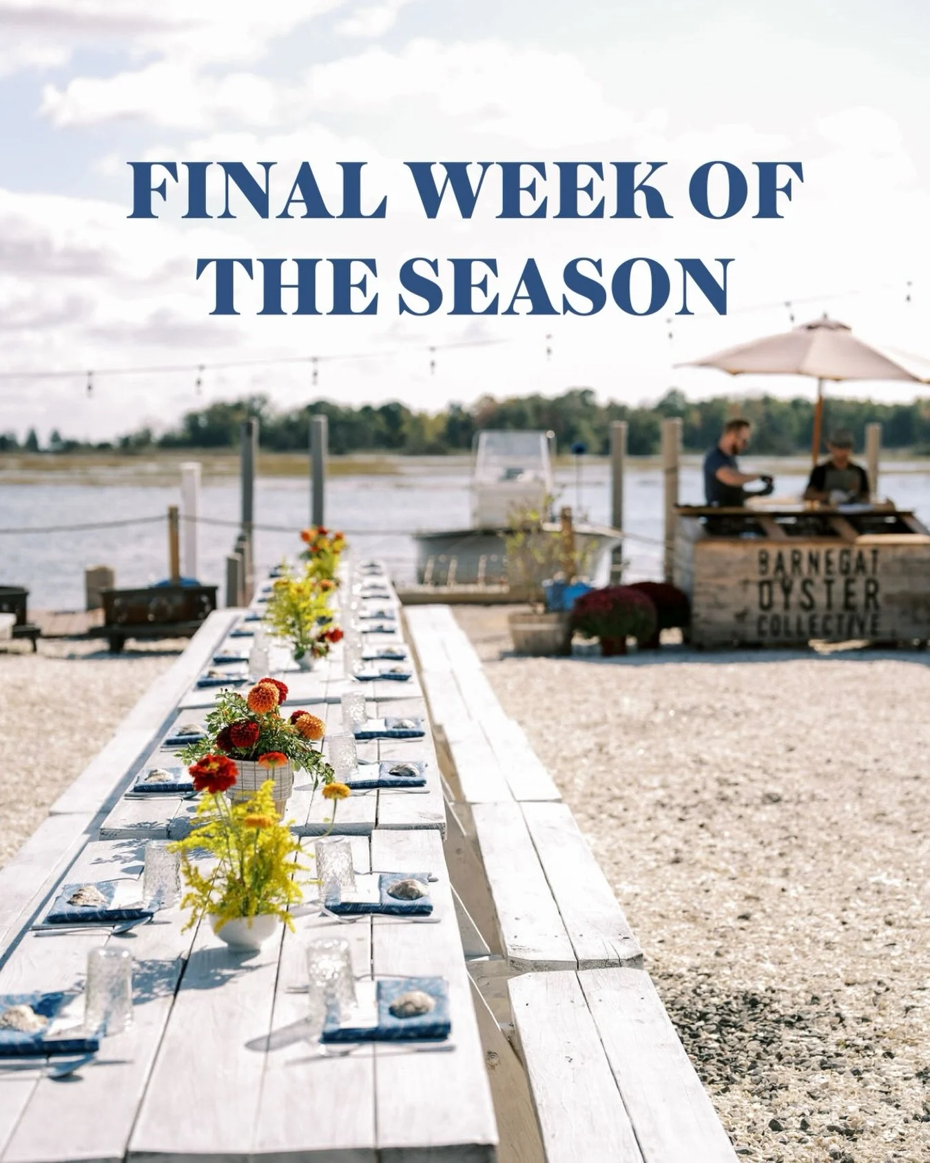 This is it. Our final week of service at @barnegatoyster 

🦪 Today, Wed 9/2 &mdash; CLOSED (no shuck your own)
🦪 Thu 9/3 &mdash; 12&ndash;8pm
🦪 Fri 9/4 &mdash; 12&ndash;3pm (closed at night for a private event)
🦪 Sat 9/5 &mdash; 12&ndash;8pm
🦪 S