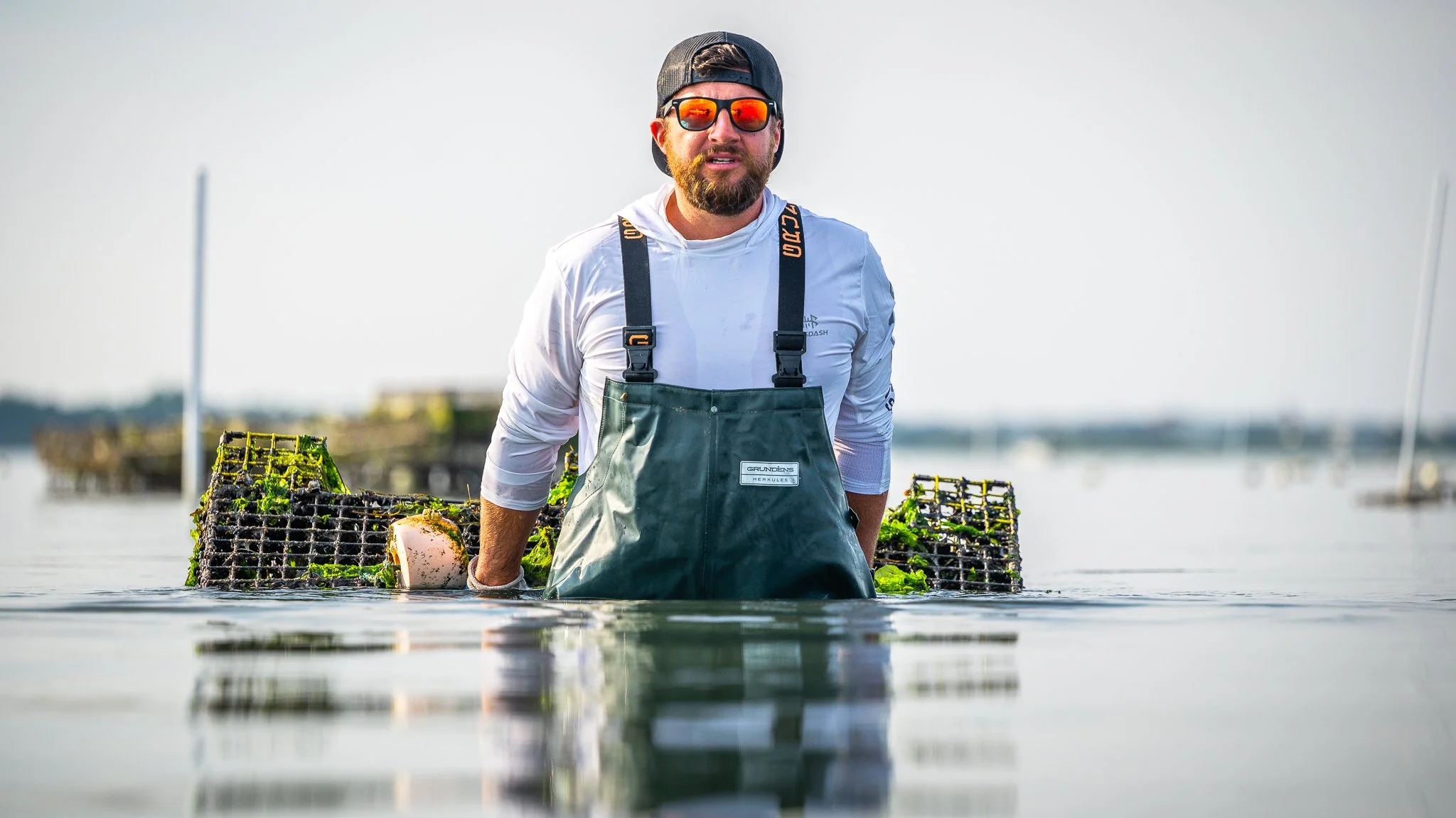 Matt Gregg farming Forty North oysters in Barnegat Bay NJ — Barnegat Oyster Collective