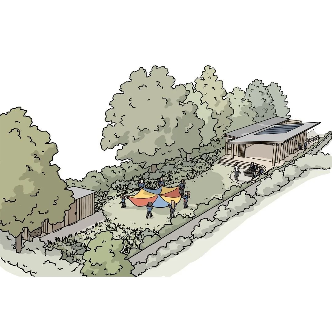 Here is another sketch created for the Southampton Girl Guides project designed by @studiobad2022. This sketch illustrates the outdoor space within the scheme, including natural planting areas, and areas for outdoor play. 
__________________

Hi, I&r