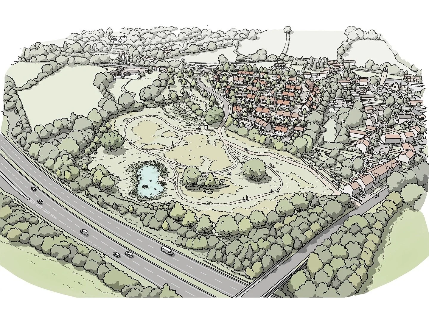Here is another image DesignPad was asked to create for a north Dorset development designed by @georgejamesarch 

This aerial view shows the whole site, most of which is kept as green space for the local community to enjoy. 

__________________

Hi, 
