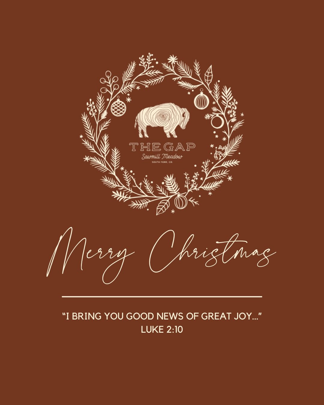 From our family here at The Gap to yours, Merry Christmas! 🎄🌟
We are so grateful for the support, encouragement, and community that made this year special. Wishing you a day filled with joy, peace, and time with the ones you love.

"I bring yo