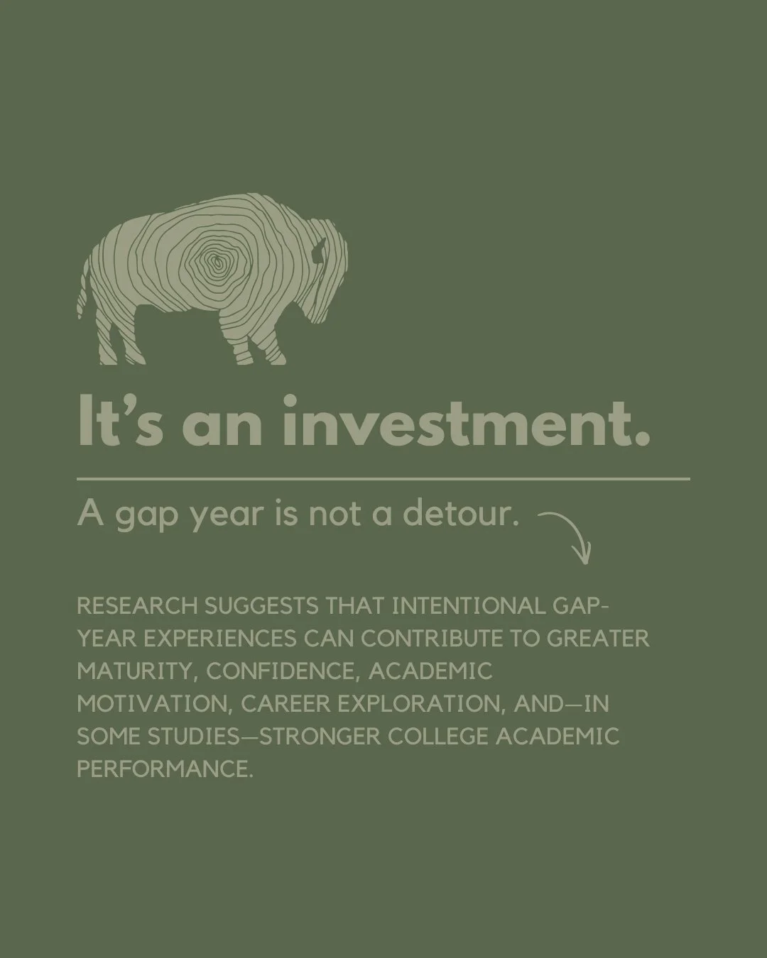 What if a gap year isn't a year &ldquo;off,&rdquo; but a year invested?

Research on gap-year experiences has found connections to increased maturity, self-confidence, academic motivation and career exploration. Some research has also found that gap-