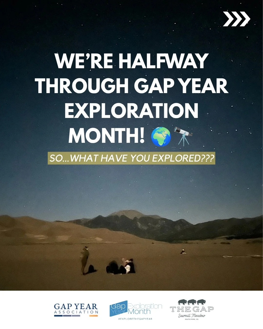 Halfway through Gap Year Exploration Month! 🌎

There&rsquo;s no rush to have every answer.
Your future is worth exploring intentionally.

Celebrating Gap Year Exploration Month with the Gap Year Association.

#GapYearExplorationMonth #GapYearAssocia