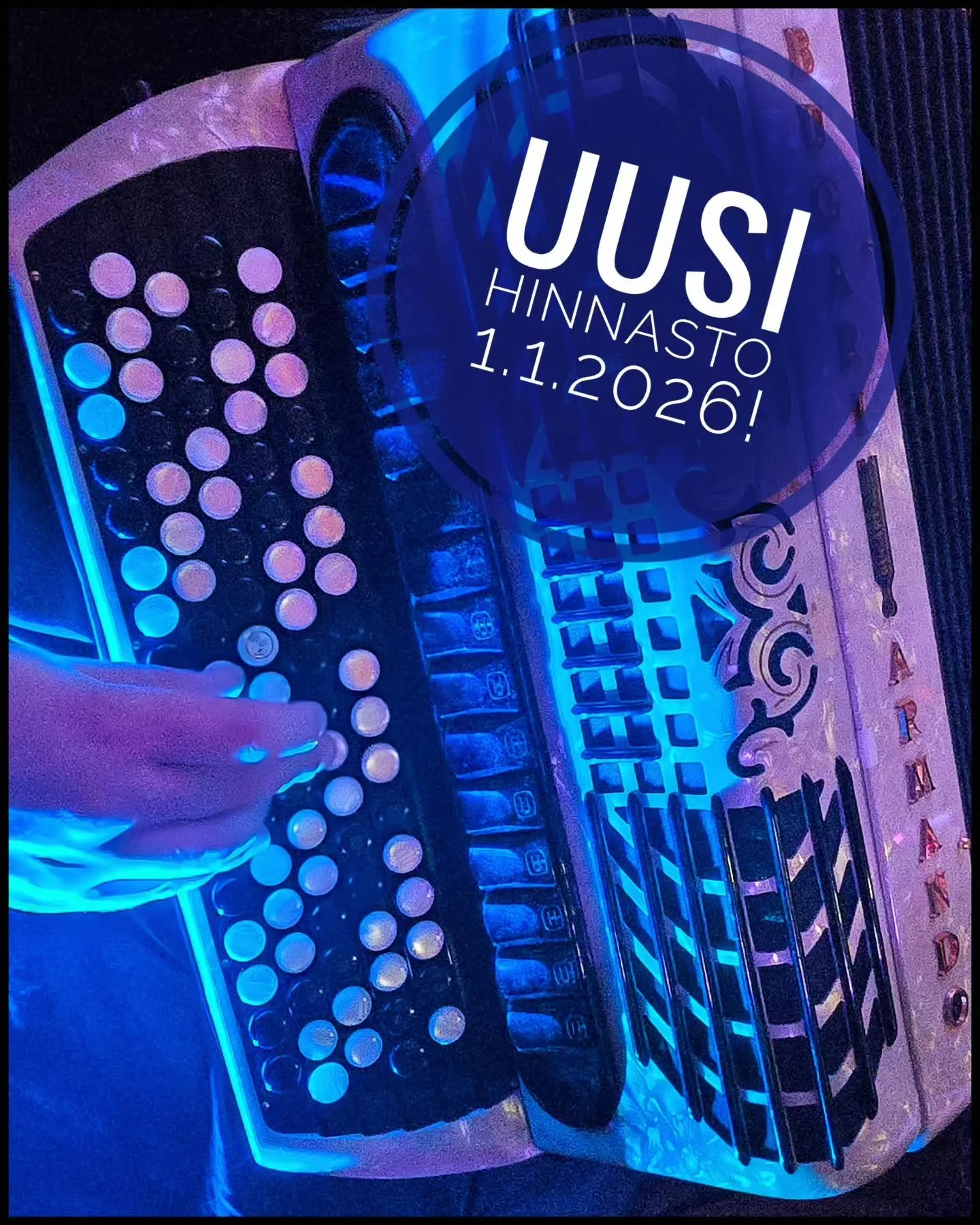 Hei! 👋🏽

Meid&auml;n hinnastomme p&auml;ivittyy 1.1.2026 alkaen.

Mik&auml;li juhlap&auml;iv&auml; on jo ensi vuodelle p&auml;&auml;tetty, mutta livemusiikki puuttuu viel&auml;, nyt kannattaa olla yhteydess&auml;. ✨️🎉

Vuoden 2025 loppuun menness&