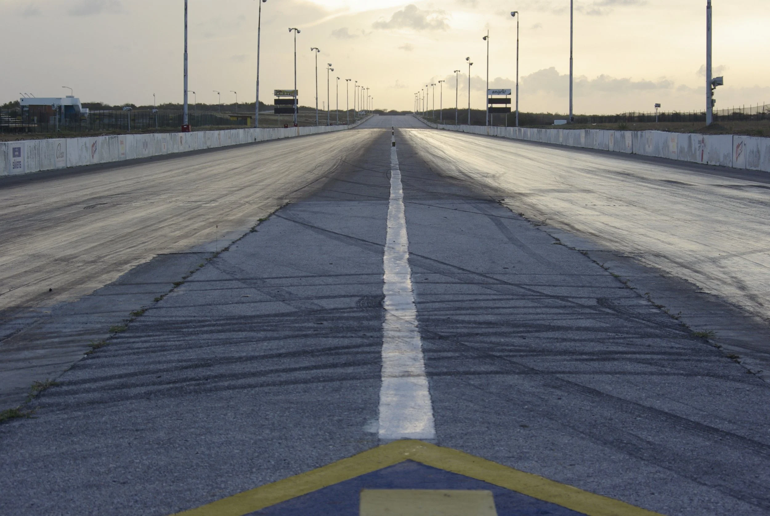 View down the center line of the Curacao International Raceway at Ronde Klip