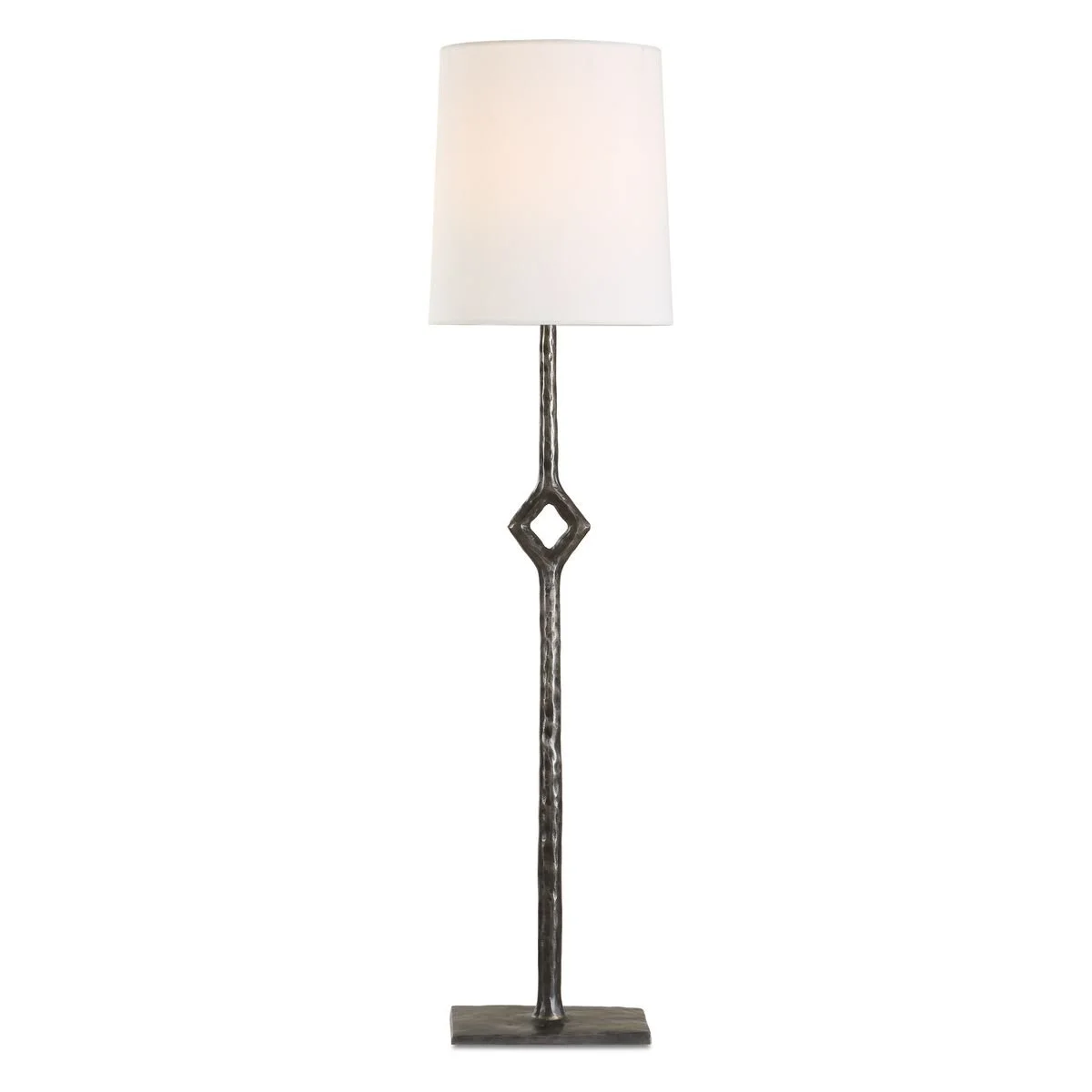 Cordless Puncture table lamp featuring diamond cutout design on cast iron base