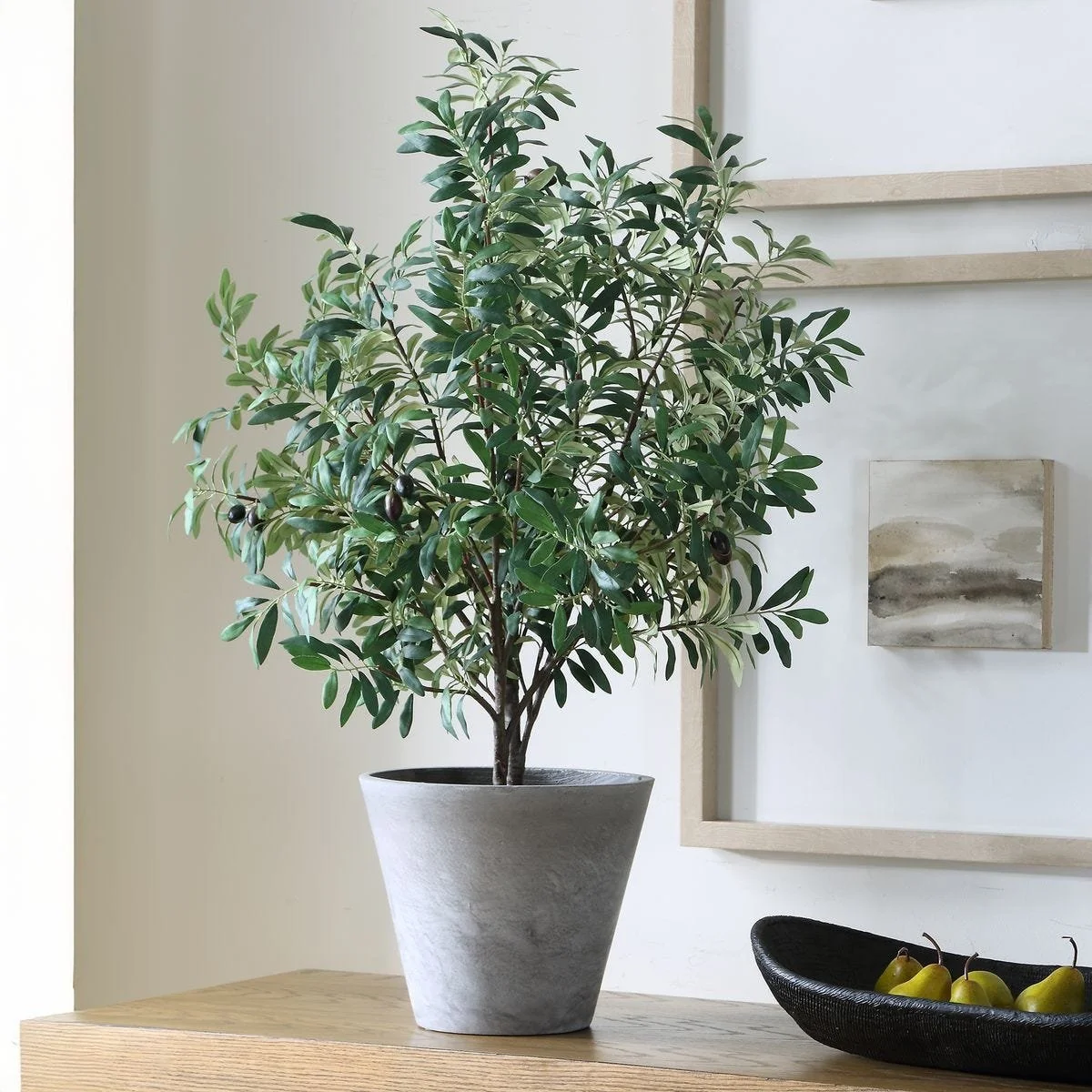 Artificial olive tree with full organic silhouette for interior home decor