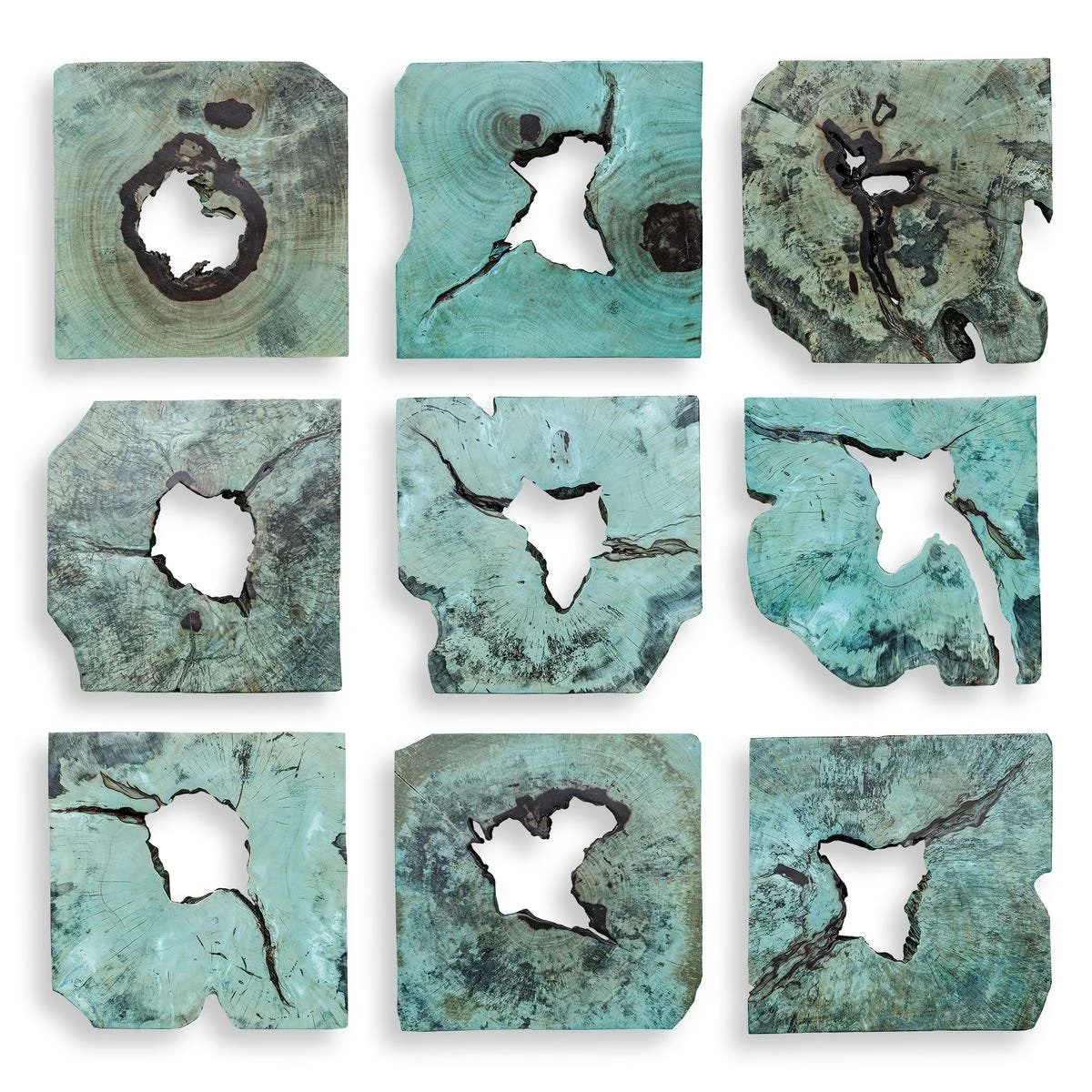 BAHATI WOOD WALL DECOR, BLUE, S/9