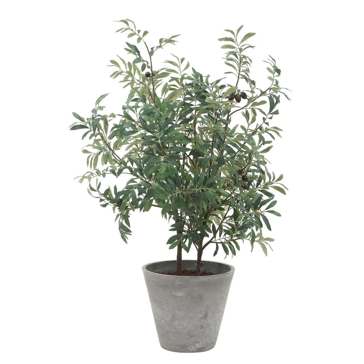 Artificial olive tree with layered green foliage and sculptural branching