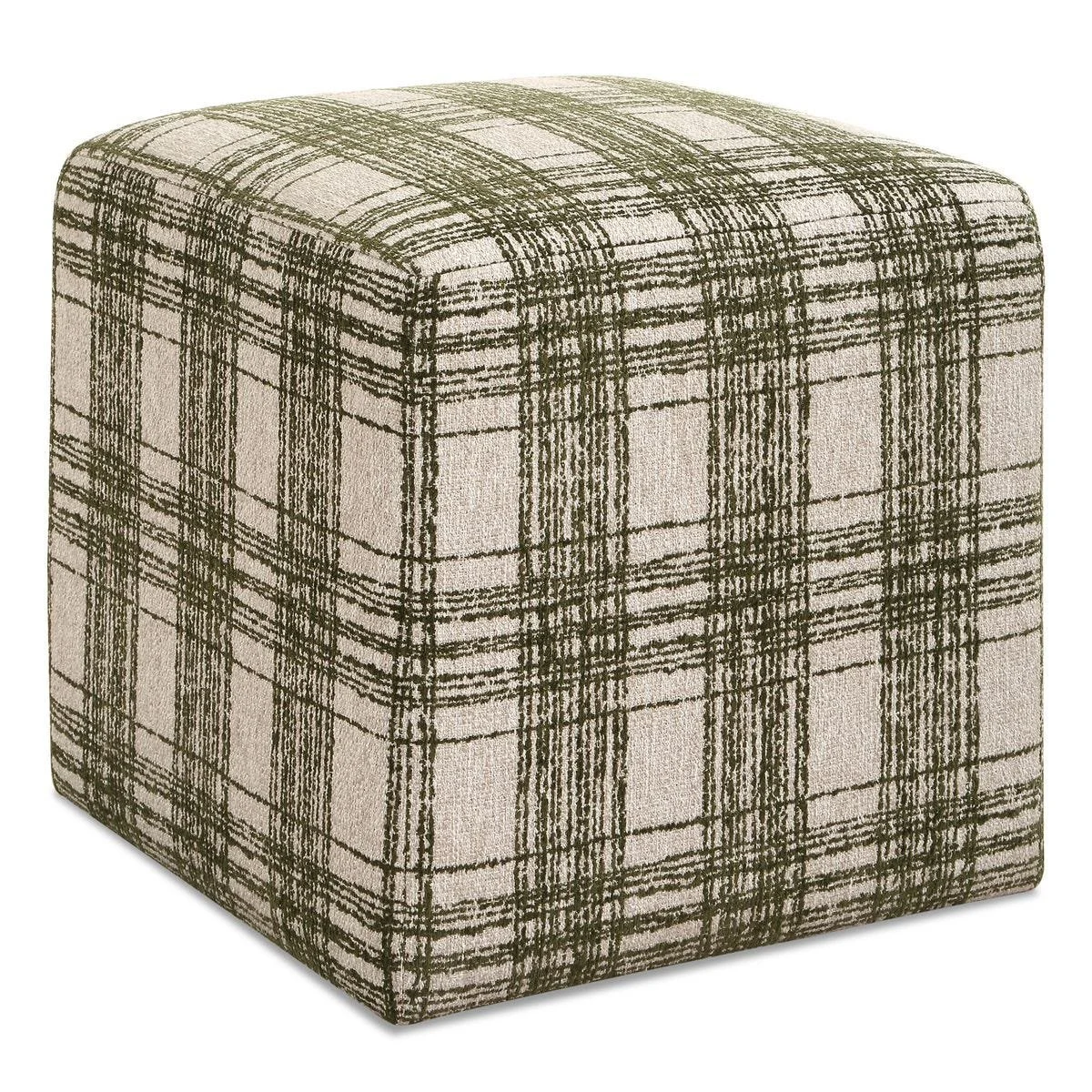 Plush chenille Joie ottoman as standalone accent or functional seating