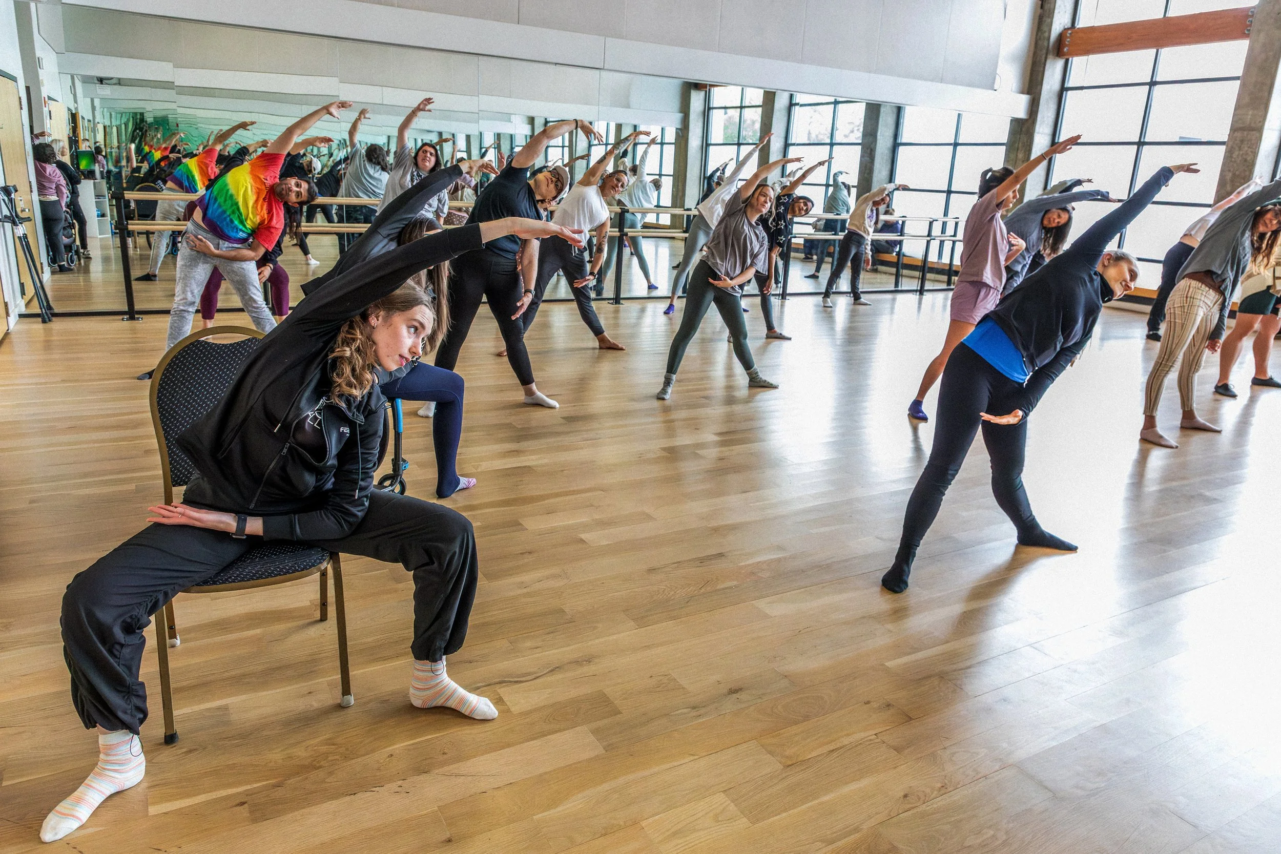image of dancers of all abilities dancing at feel the beat