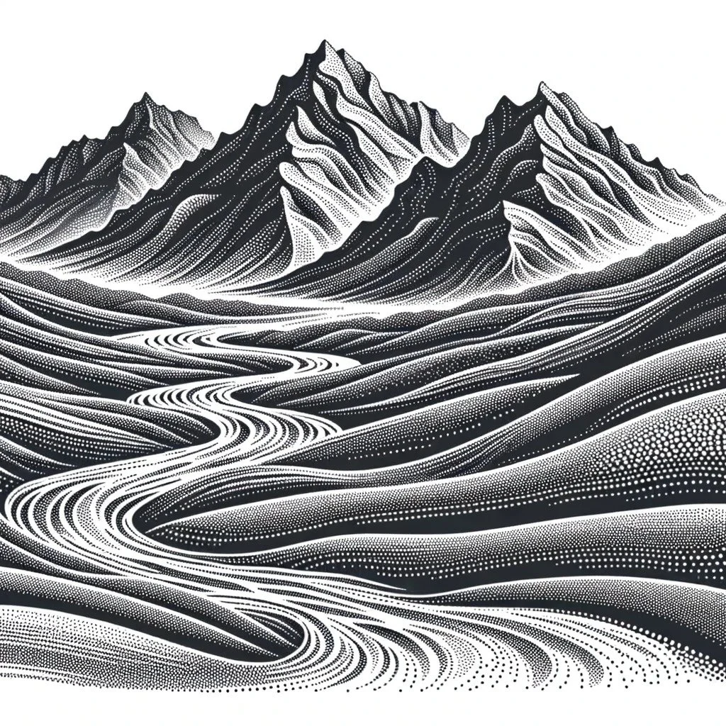 DALL·E 2024-03-23 11.28.18 - Create a vector dot image with a natural landscape theme, where the fine arrangement of dots intricately represents the undulations of mountains and t.jpg