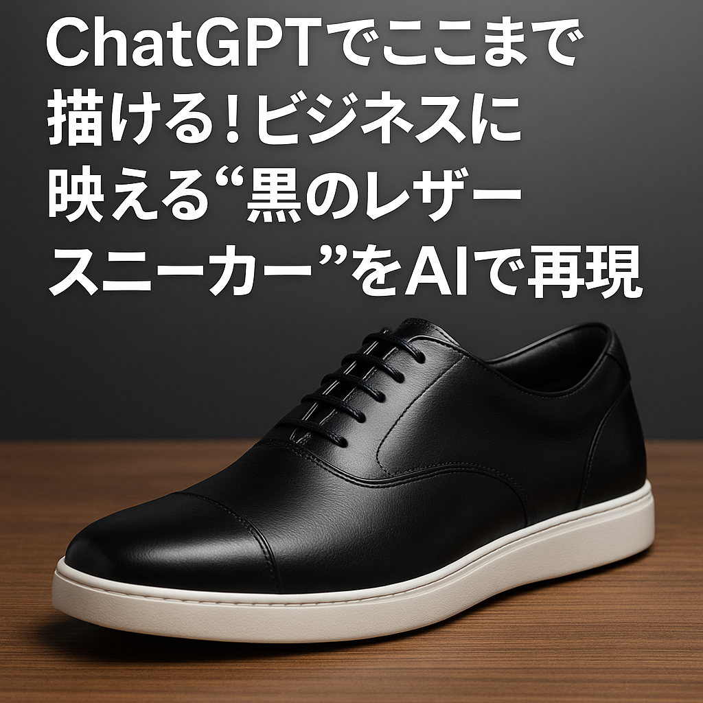 ほぼテク5月20日 ChatGPTでここまで描ける!ビジネスに映える“黒のレザースニーカー”をAIで再現