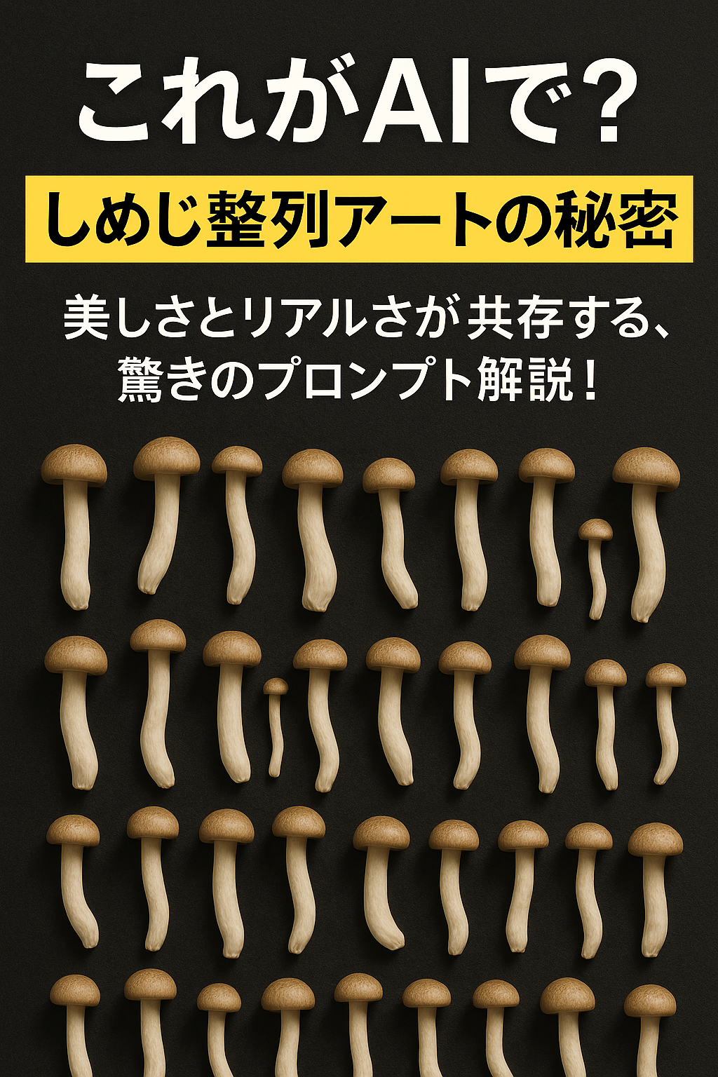 ほぼテク5月21日 【AI初心者向け】しめじ茸を美しく整列させるプロンプトの秘密とは?ChatGPTでここまでできるとは思わなかった!
