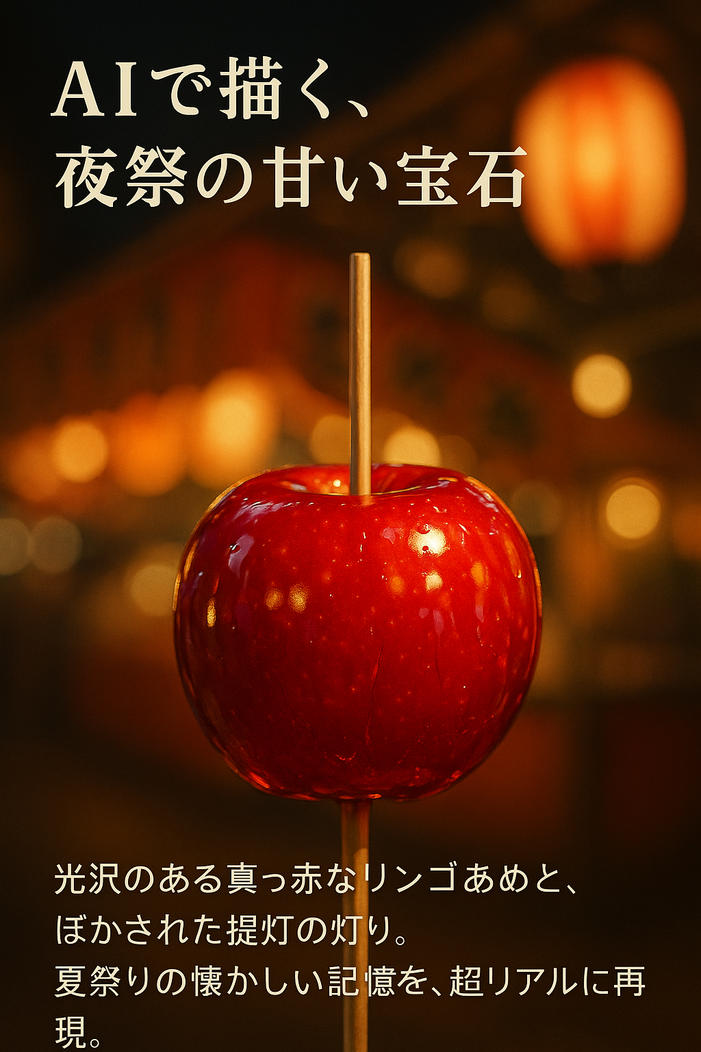 ほぼテク8月10日 AIで蘇る夜祭の記憶|ChatGPTが描く光沢のリンゴあめとノスタルジックな夏