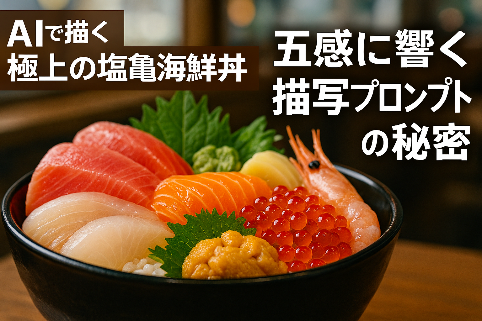 ほぼテク8月13日 朝獲れの極上塩竈海鮮丼をAIで描く!ChatGPTで“食欲をそそる文章”を作る秘訣