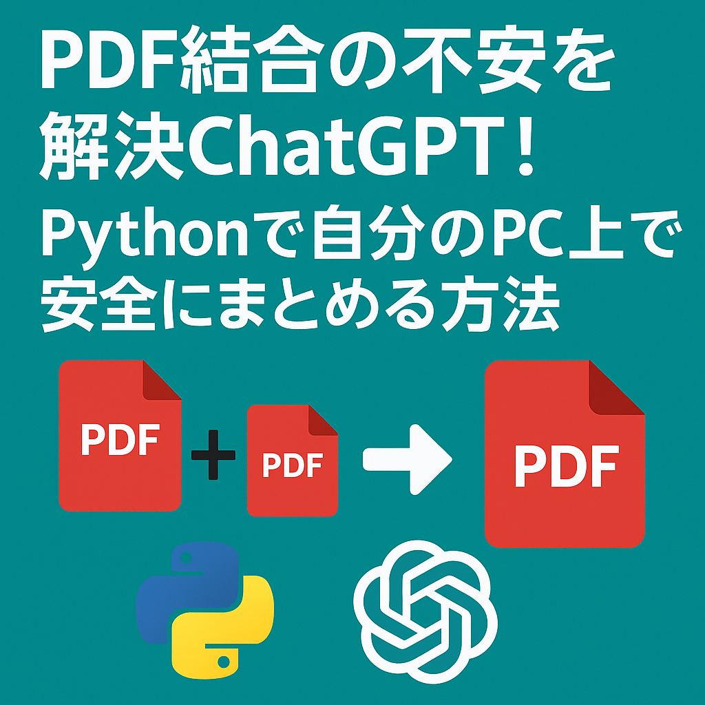 ほぼテク8月20日 PDF結合の不安を解決ChatGPT!Pythonで自分のPC上で安全にまとめる方法