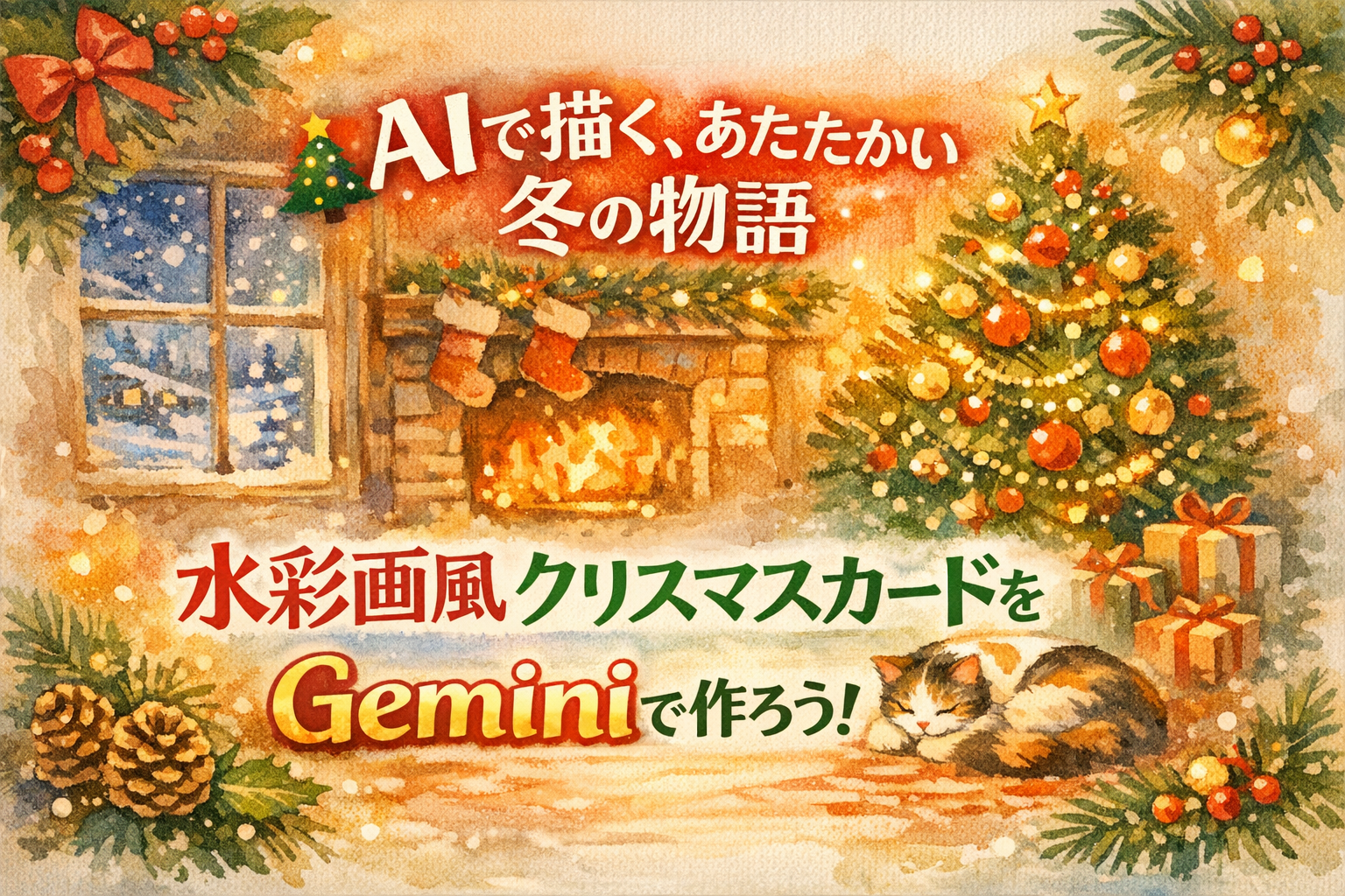 ほぼテク12月20日 【保存版】AI画像生成で想いをカタチに｜水彩画風クリスマスカードをGeminiで作る方法